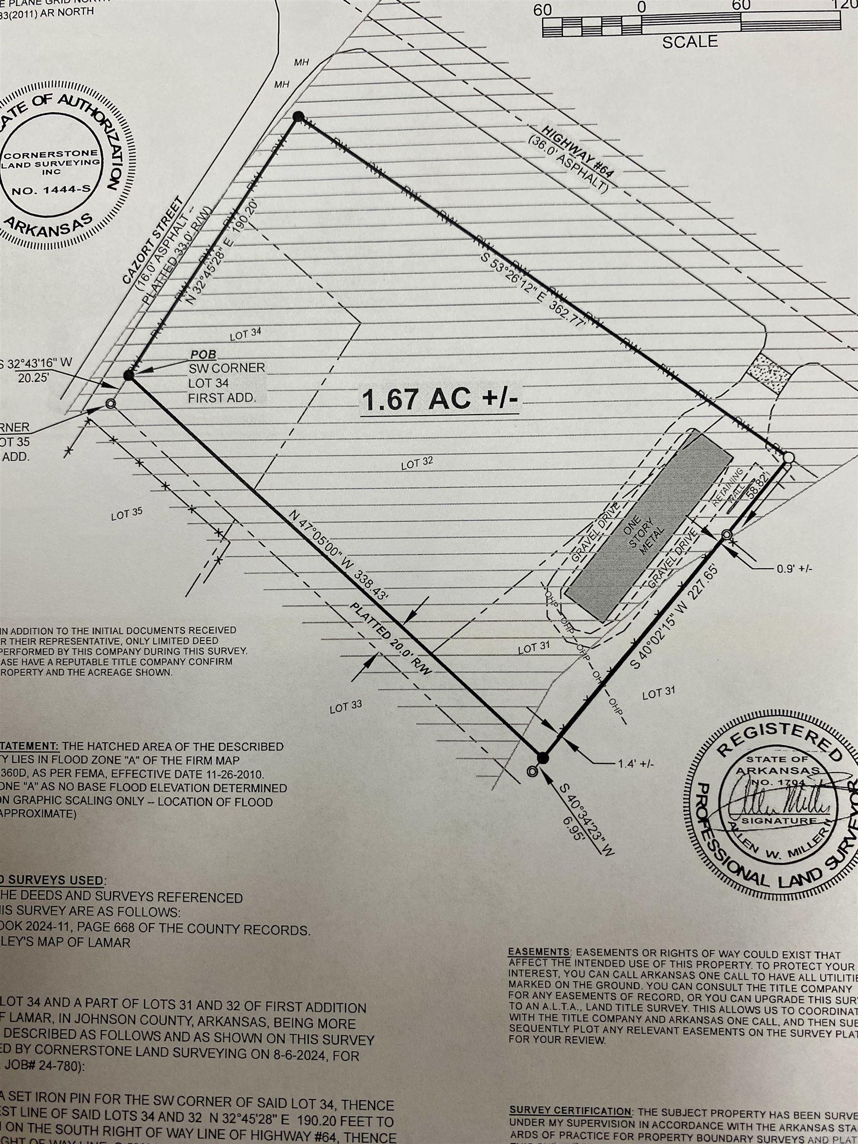 1.67 Acres  +/- off US HWY 64 and Cazort Street  Lamar, AR