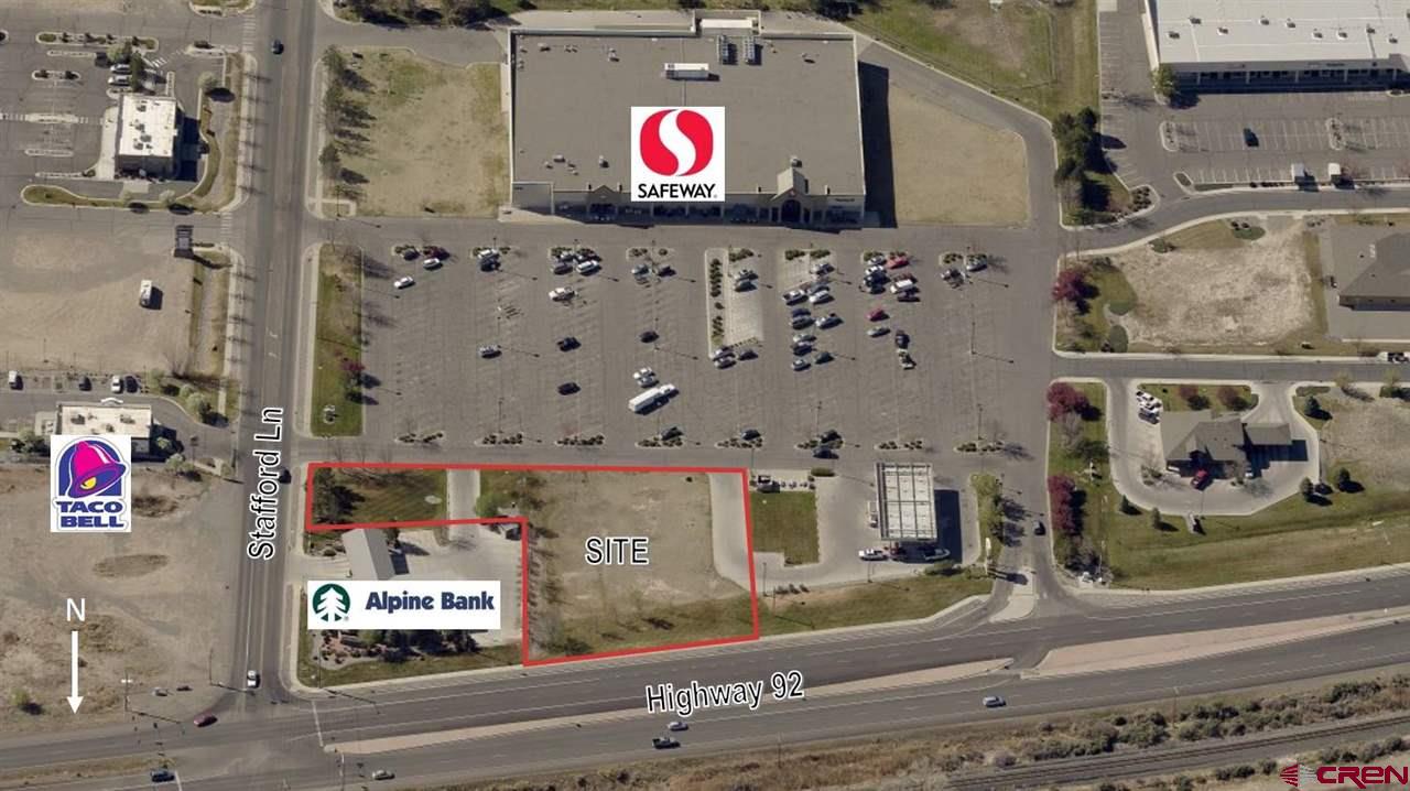 Outparcel for sale just north of Safeway and west of Taco Bell in Delta, CO.  Select a site that is located directly along Highway 92 with average daily vehicle counts over 14,000 cars per day.  The visibility will translate into immediate recognition in the community.  Situated between two of Colorado’s most respected banks, Alpine Bank and the Bank of Colorado, this location has drive-thru traffic all day long.  Walmart sits just south of Safeway pulling traffic along Stafford Ln just to the west.