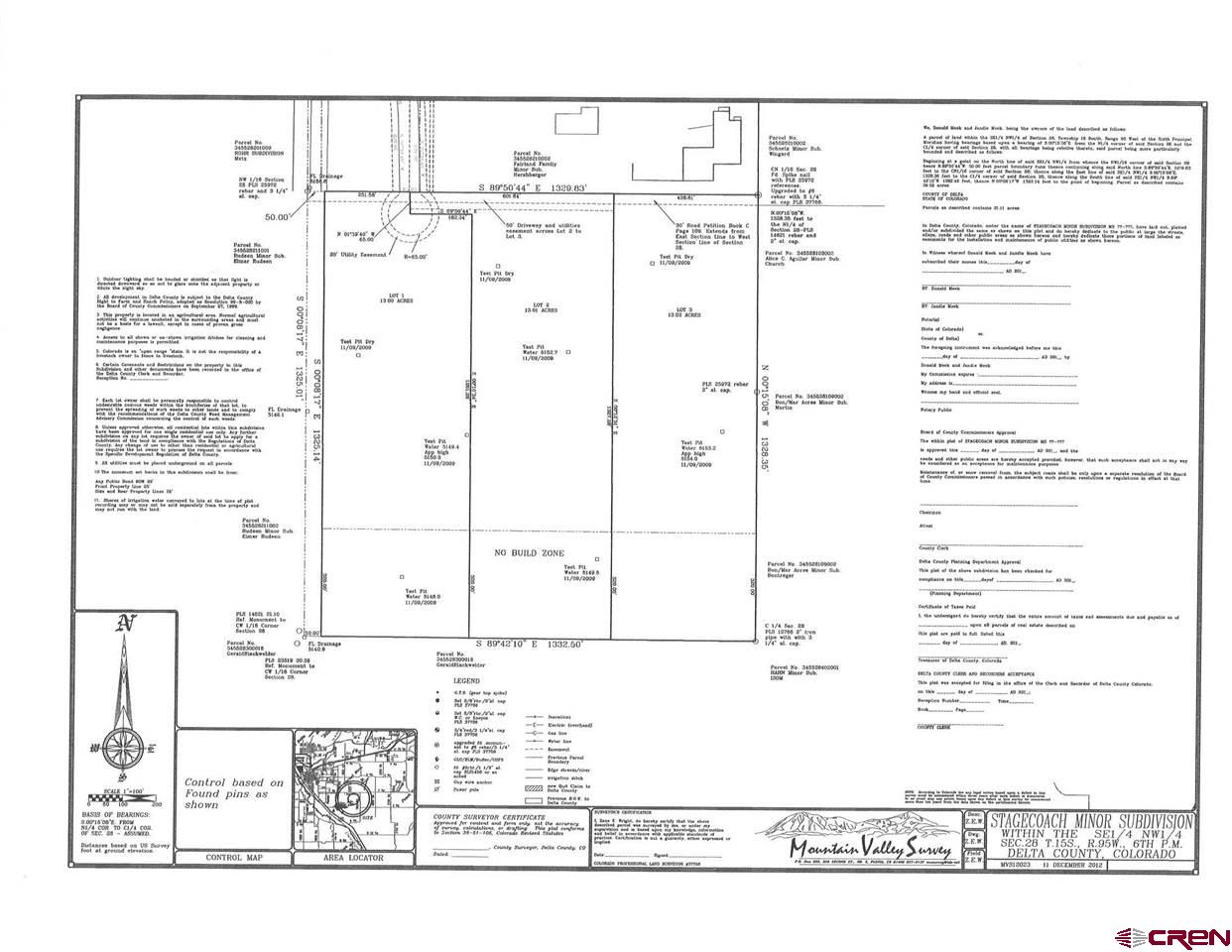Attention Developers!!! Sellers motivated! This has conditional approval from Delta County.  Stagecoach Minor Subdivision Conditional Approval consisting of three 13 acre lots. Could possibly be subdivided into more lots with County approval. Deeded easement to F Road. Great solar potential, no obstructions. Mountain views of the West Elk Mountains. Close to Delta High School, great location!