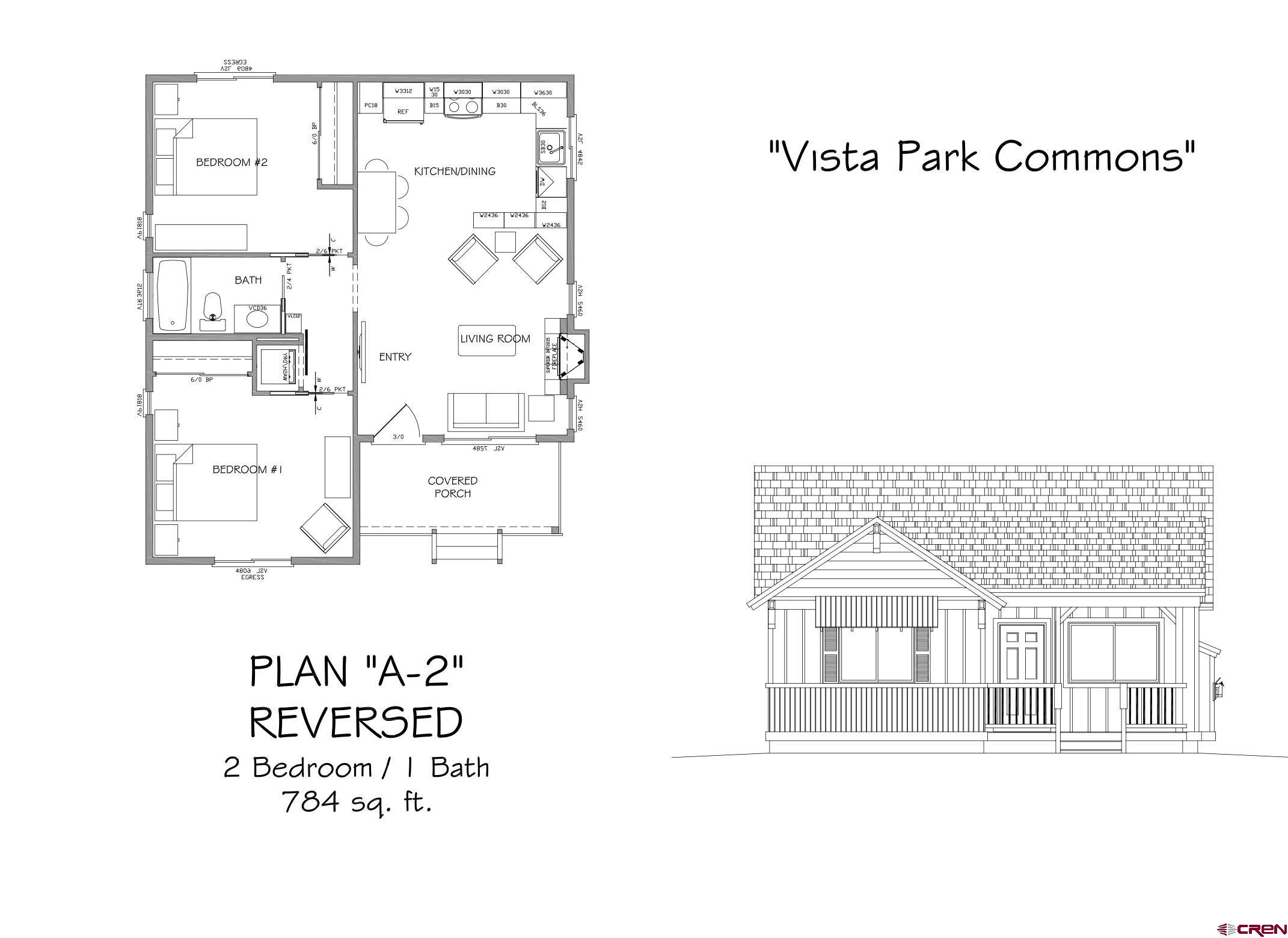 This new construction, 2-bedroom, 1-bath single family home (Plan A-2) is to be built in the newly developed Vista Park Commons subdivision which consists of 23 small single family detached homes that wrap around a common green space. All homes are socially friendly with generous front porches and small front yards that open onto the common area. Vista Park Commons is a pedestrian centric walkable community with vehicle parking outside of the commons park area.  There will be a common clubhouse and pool.  Although these homes are on the smaller square footage side, they offer open floor plans that feel very spacious. Each home will be assigned its own parking spaces and storage units.  All homes are to be built in full code compliance with Town of Ridgway latest adoption of the 2018 (IBC) International Building Code and to a high-quality industry standard. Included in the Town of Ridgway’s IBC code adoption is a very high standard for building envelope insulation and air infiltration. All homes will have “all electric”: appliances, water heaters, heat pump - heating & air systems, and modern electric fireplaces in all Plans A,B,C,D units (no fireplaces in Plan E studio units).  This  home on Lot 1 is nicely located on the north end of the subdivision offering wonderful views of the Sneffels Mountain Range.