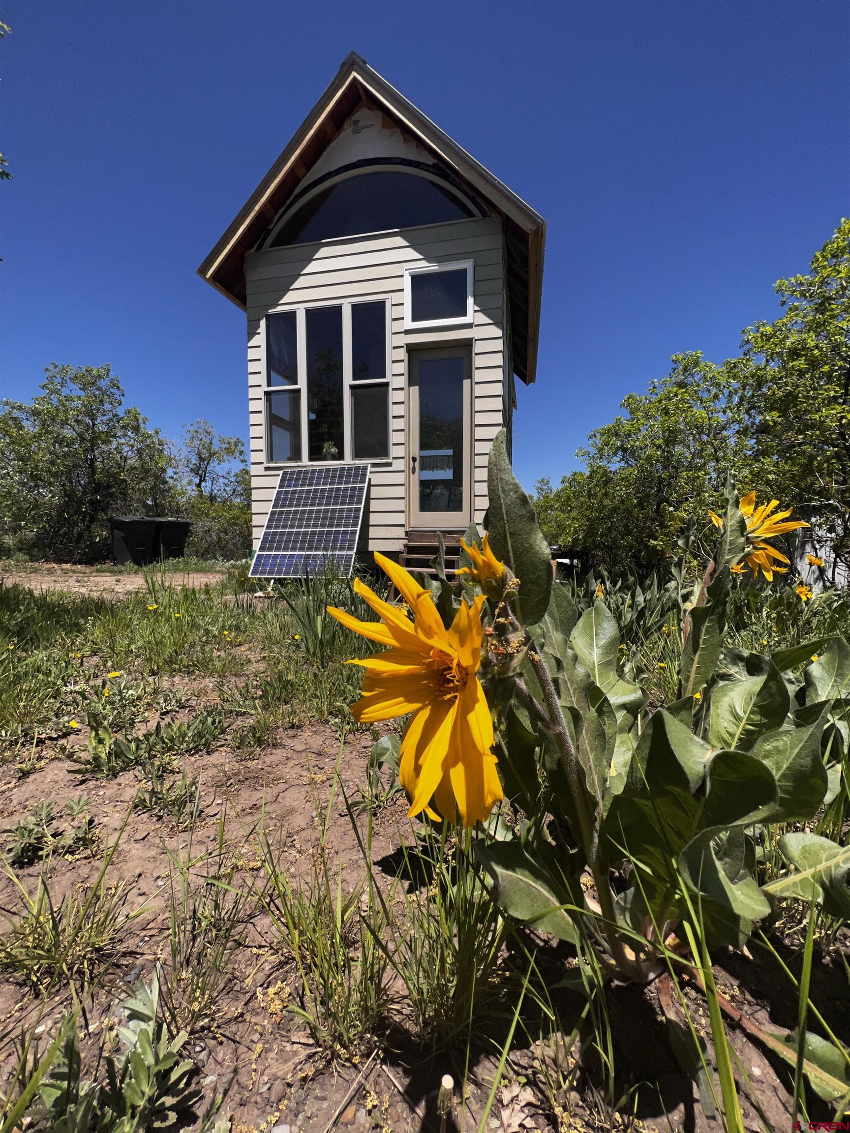 This well finished, adorable tiny house on Hastings Mesa is waiting for you to enjoy. Live here year round, or make this your get-a-way in the mountains. 47 acres total. Looking for the best stargazing location? You have found it! Lots of loving care and thought was put into this cozy home. An upstairs loft bedroom has a crescent window with which to stargaze from bed. A propane wall heater provides all the necessary warmth. Hot running water for showers, dishes, etc. A spacious storage shed for your tools and toys is an added bonus. A viewing stand is available to imagine your future home site overlooking Alder Canyon. Listen to the sounds of Alder Creek from your open windows in the summer. Wide open spaces are a hallmark of the Mesa's. Hike and/ or bike out your front door!  This location on Hastings Mesa is convenient to County Road 56V which is plowed year round. Approx. 25 minutes from Telluride or 25 minutes from Ridgway- your choice! Alder Canyon Rd has been kept plowed in the recent past for year round access.
