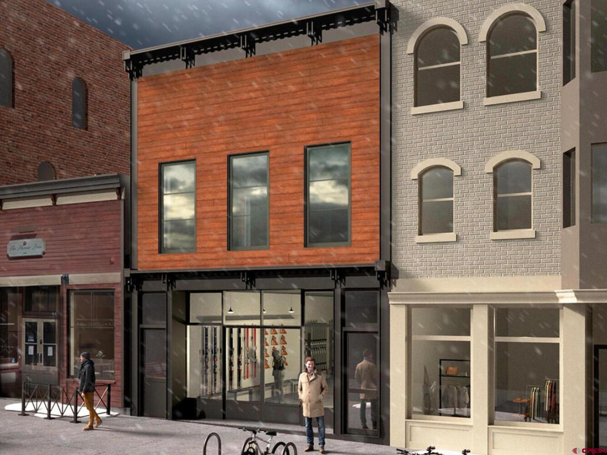 An extraordinary opportunity to purchase an iconic building in the most highly desired location on Main Street in downtown Telluride. The building currently comprises nearly 4,000 square feet of prime street-level commercial space and a three bedroom residence on the second level. Purchase of the property comes with fully approved HARC plans and complete construction drawings by Sante Architects for a full building remodel and expansion including the development of a 4,500 square foot penthouse with a stunning 800 square foot deck overlooking Main Street. This project is ready for permit.
