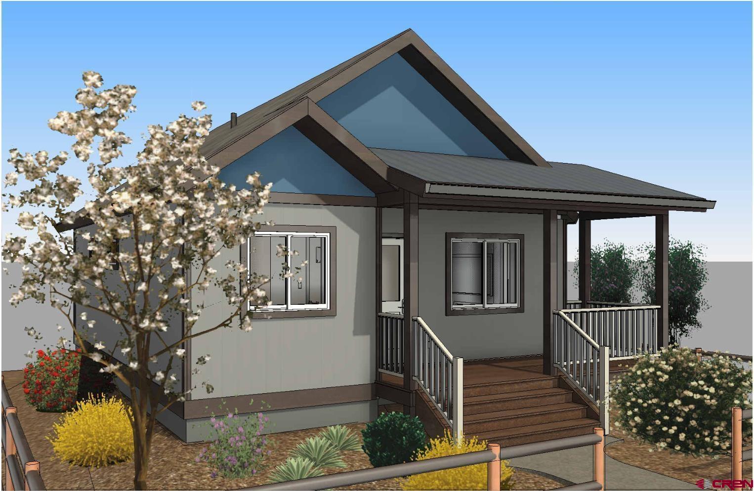 TO BE BUILT This forthcoming residence, featuring two bedrooms and one bathroom (Plan D-1), will be constructed within the newly developed Vista Park Commons subdivision. This community comprises 23 charming single-family homes encircling a central green space and communal pool and clubhouse. All residences boast welcoming front porches and spacious yards that open onto the shared area. Emphasizing pedestrian accessibility, Vista Park Commons prioritizes walkability, with vehicle parking situated in the communal park space.  These homes offer  open floor plans, providing a sense of expansiveness. Each home will come with designated parking spots and storage units. The residences will feature all-electric appliances, water heaters, heat pump HVAC systems, and contemporary electric fireplaces in Plans A, B, C, and D units.  Situated on Lot 11, this home enjoys a favorable position on the east side of the subdivision. Notably, the house plans do not depict the upgrades, available including sliding glass doors, along with a exterior rear patio. Here, residents can savor their morning coffee or evening cocktails while taking in the breathtaking Alpenglow on the Cimarron Mountains and captivating views of the San Juans.