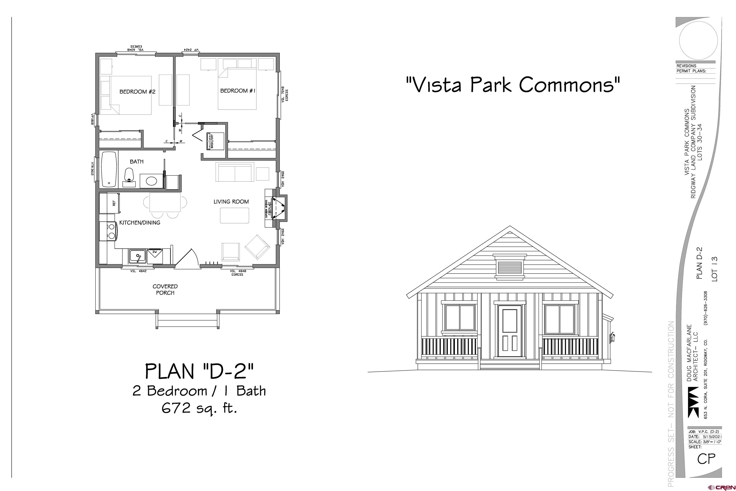 TO BE BUILT This forthcoming residence, featuring two bedrooms and one bathroom, Plan C-2, will be constructed within the newly developed Vista Park Commons subdivision. This community comprises 23 charming single-family homes encircling a central green space and communal pool and clubhouse. All residences boast welcoming front porches and spacious yards that open onto the shared area. Emphasizing pedestrian accessibility, Vista Park Commons prioritizes walkability, with vehicle parking situated in the communal park space.  These homes offer  open floor plans, providing a sense of expansiveness. Each home will come with designated parking spots and storage units. The residences will feature all-electric appliances, water heaters, heat pump HVAC systems, and contemporary electric fireplaces in Plans A, B, C, and D units.  Situated on Lot 21, this home enjoys a favorable position on the east side of the subdivision. Notably, the house plans do not depict the upgrades, available including sliding glass doors, along with exterior rear patio. Here, residents can savor their morning coffee or evening cocktails while taking in the breathtaking Alpenglow on the Cimarron Mountains and captivating views of the San Juans.
