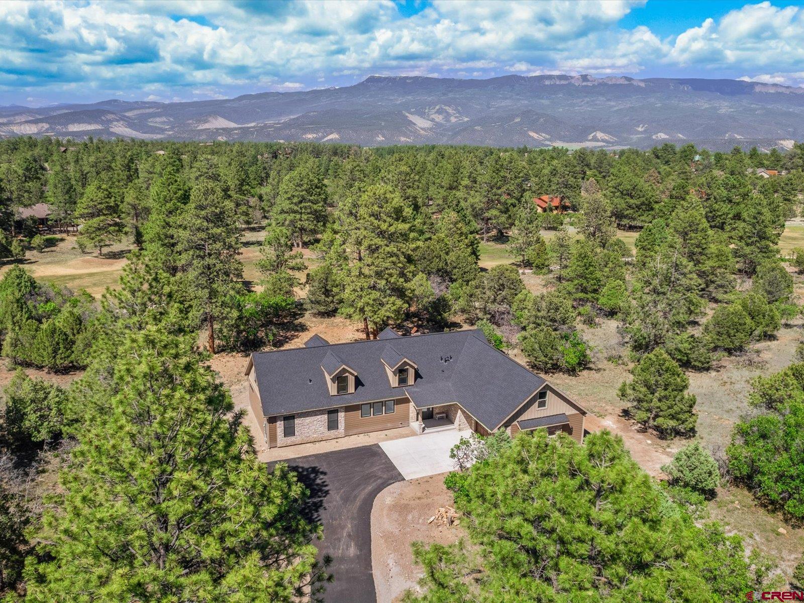 Brand New and Elevated Mountain Luxury Home On 1 Acre Bordering Golf Course with Fabulous Finishes! Every detail in this home has been dialed to perfection from beginning to end. Sharp curb appeal is heightened by dormer windows, a side entry garage, and a beautiful, Colorado-inspired stone and LP smartlap siding combination, which is also framed by towering pine trees creating a gorgeous and private alpine experience. Step inside to contemporary custom craftsmanship like you've never seen, accented by brilliant natural light streaming through all angles of this inspiring masterpiece. Gaze through the inviting, open-concept floor plan through 10' sliding glass doors featuring an enchanting Colorado forest backdrop. Epitomize the art of entertaining with multiple living and dining areas, complimented by an additional bar and sink in the oversized dining room. The main event could be the exquisite chef's kitchen, boasting a 55 cubic commercial-style stainless fridge, a 40 sq. ft island with top-notch quartz countertops, and a shocking amount of counter space. It doesn't stop there with an oversized farm sink, 2 independently mounted wall ovens, a huge oven, and large pantry! The main en-suite is something out of a dream with a massive walk-in shower with beautiful tile, and a large walk-in closet. This space also delivers uncompromising views and extra space, which could be utilized as the perfect spot for your morning yoga routine. Your loved ones will enjoy their own slice of indulgence in the guest suite, which is well-equipped with a tiled walk-in shower and closet, all located in a well-designed floor plan for privacy. As you head upstairs you will find that this custom home keeps on delivering fabulous feature after feature with an incredible game/family room space, 2 additional bedrooms, another full bathroom, and a hidden bonus room which could be the perfect home office or workout space. In what can only be described as the ultimate outdoor base camp, you will find unmatched recreation opportunities in every direction. Spend your summers on a jaw-dropping golf course with breathtaking views of the San Juans, and your winters snowshoeing and cross-country skiing. Enjoy additional year-round activities such as world-renowned mountain biking and gold medal fishing, all with the convenience of world-class healthcare and airport service in nearby Montrose. A Serene Dream of Elevated Mountain Euphoria is Waiting; What Are You Waiting For?