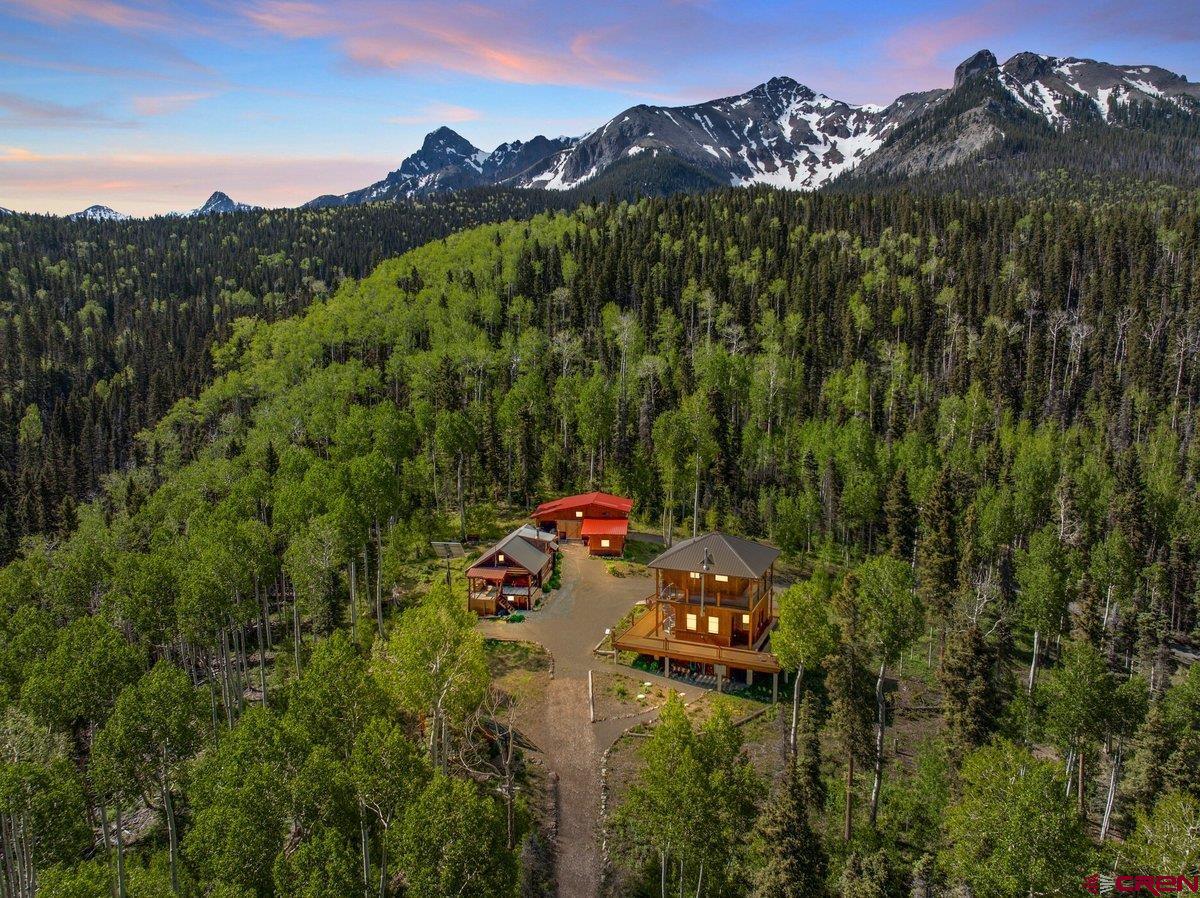 Behold this spectacular masterpiece perfectly situated on Hastings Mesa directly adjacent to the Sneffels Wilderness Area. The thoughtful design and custom architecture are reminiscent of the many lookout towers found throughout the American  West. Few places anywhere offer the beauty, privacy and serenity one experiences at this one of a kind property. The main home, competed in 2019, is in like new condition and includes all of the conveniences and luxuries for the ultimate backcountry experience. The state of the art solar system and backup generator provide more than enough power for everyday enjoyment. Meander the lush aspen forests or explore all that the wilderness has to offer. Your friends and family will love the adorable and well appointed guest cabin. This is a very unique property within half an hour of Ridgway and Telluride yet a world away.               This offering includes 2 parcels ( Lot 18 #452113403015) 8.48 acres, Main home is 992 sf and guest cabin 624 sf. (Lot 20 #452113403014) 5.18 acres and well. Winter access is via tracked vehicle on groomed and maintained right of ways.