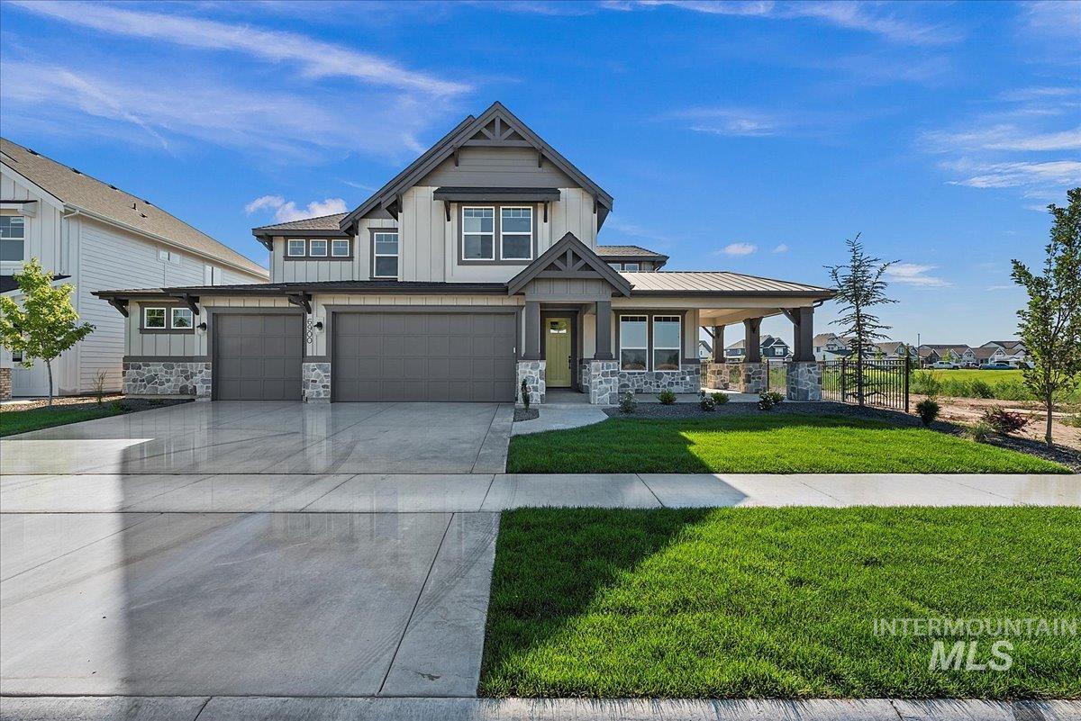 Todd Campbell Custom Homes presents the Payette Plus, a grand home with an oversized garage. Positioned across from the largest park in Fairbourne & w/ an East facing backyard, this house leaves little to be desired. Expect to see Todd Campbell's award winning interior and exterior selections. Complete main level living for the master with abundant options on the second level. The home has an open and spacious kitchen with center island prep station including large pantry. visit fairboure-meridian.com