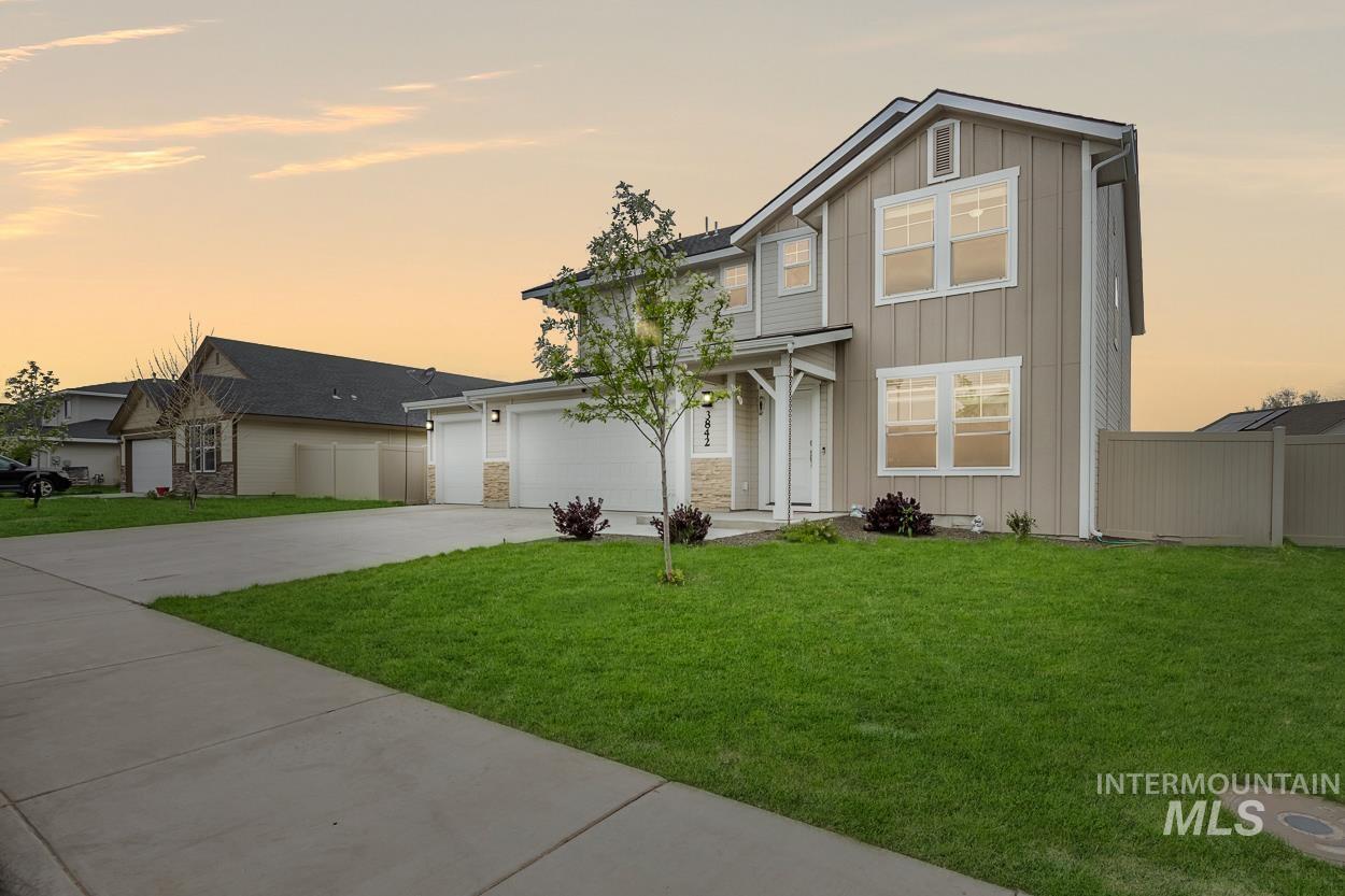 Move in ready home in the heart of South Nampa! You'll find this practically brand new home fully fenced and landscaped, ready for new memories to be made in the huge back yard. Home features 5 large bedrooms, 4 bathrooms, bonus room, office, mudroom and more! Relish the open layout of the modern kitchen and great room ideal for entertaining.  Custom cabinets, granite counters,  stainless steel appliances, and designer tile backsplash make this home shine. Main level bedroom and full bathroom make an ideal guest suite or perfect multigenerational living set up. Master suite is oversized and boasts dual vanities, separate tub and shower, along with huge walk in closet. Lots of storage in this well thought out floor plan. This Large 3 car garage has durable epoxy floors. Don't risk rising interest rates and unknown increasing costs associated with building!  - Siera A Flores, Voice: 208-340-3541, Boise Premier Real Estate, Main: 888-506-2234, http://www.seehomesinidaho.com