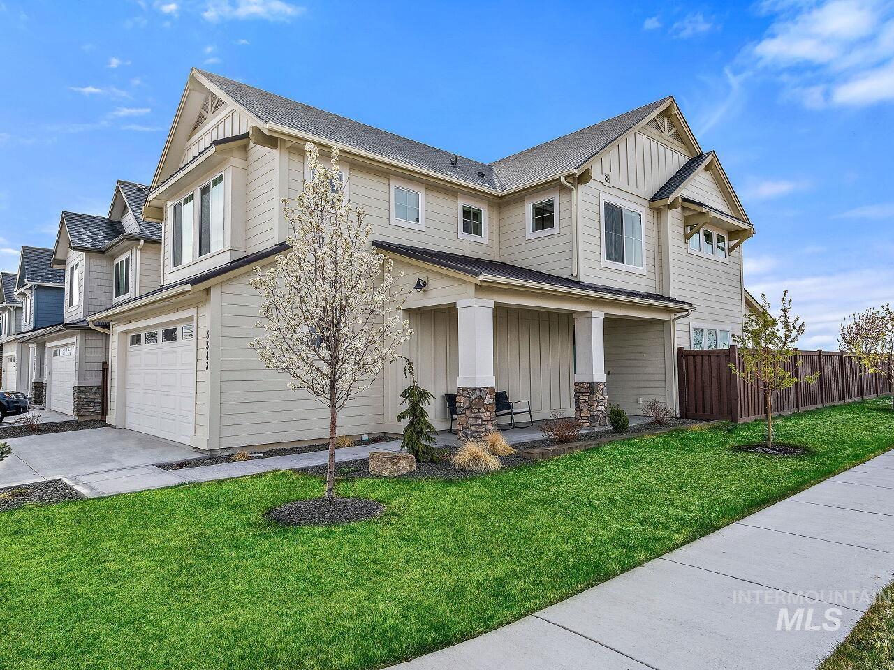 **OPEN HOUSE Sat 5/21 11a-1p.** WELCOME HOME to this immaculate 1-year-old Brighton home in the highly desirable neighborhood of Bainbridge! Designer gourmet kitchen with breakfast bar island opens to a naturally illuminated dining area and family room. Retreat to your Master Suite with gorgeous views of the mountains. Roomy bedrooms along with a spacious den/office/flex room give many options for your little people and guests. Most convenient Laundry Room is on the upper floor with full built-in cabinetry and folding table. Relax on your south-facing covered patio. Luxury interiors including natural hardwood, Bosch appliances and Kohler features throughout. Energy Star Certified! Community features a park and two pools with ample walking/running paths. Close to Costco, Fred Meyer, Winco and Walmart as well as a plethora of restaurants and entertainment. - Meghan Saboori, Main: 208-407-0675, Boise Premier Real Estate, Main: 888-506-2234,