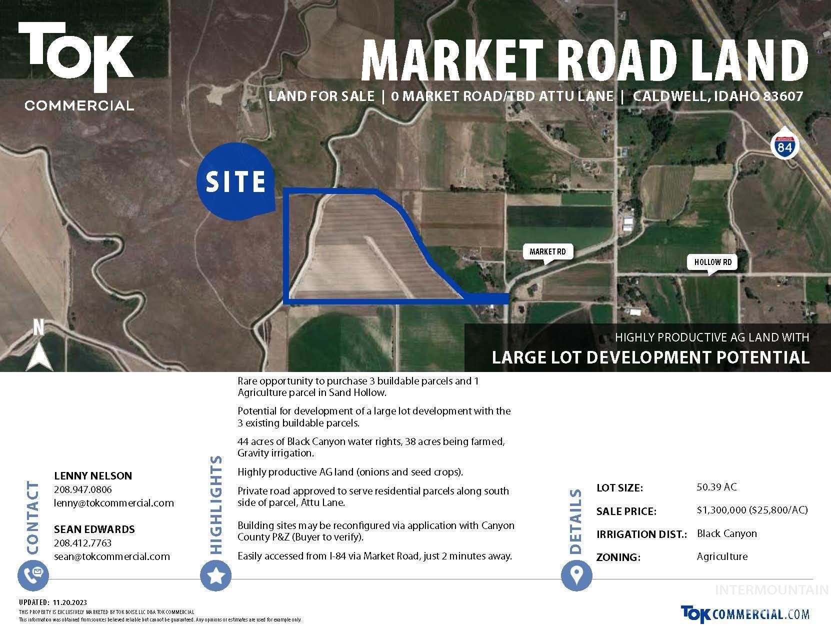 TBD Attu Lane, Caldwell, Idaho 83607, Land For Sale, Price $1,300,000,MLS 98895560