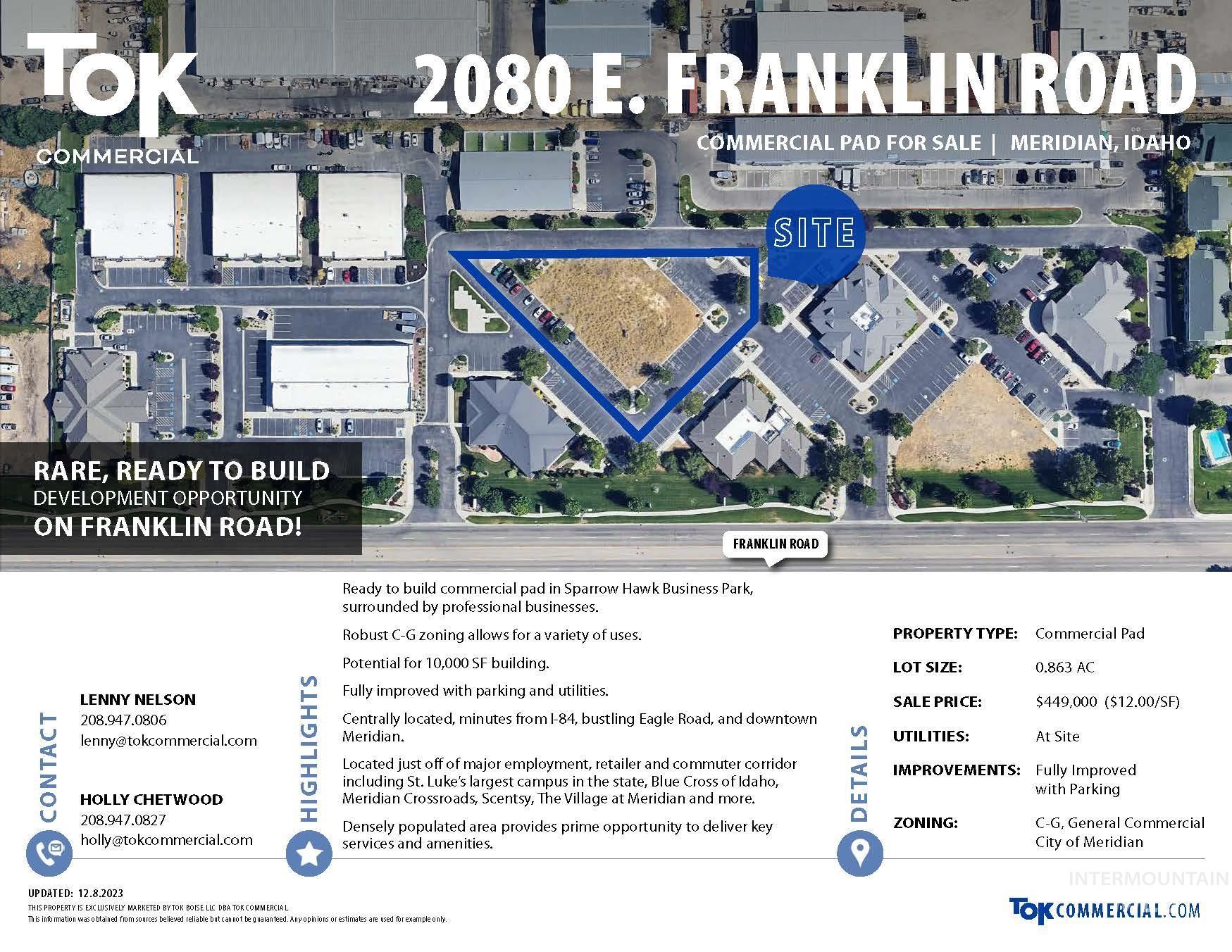 2080 E Franklin Rd, Meridian, Idaho 83642, Land For Sale, Price $449,000,MLS 98900373