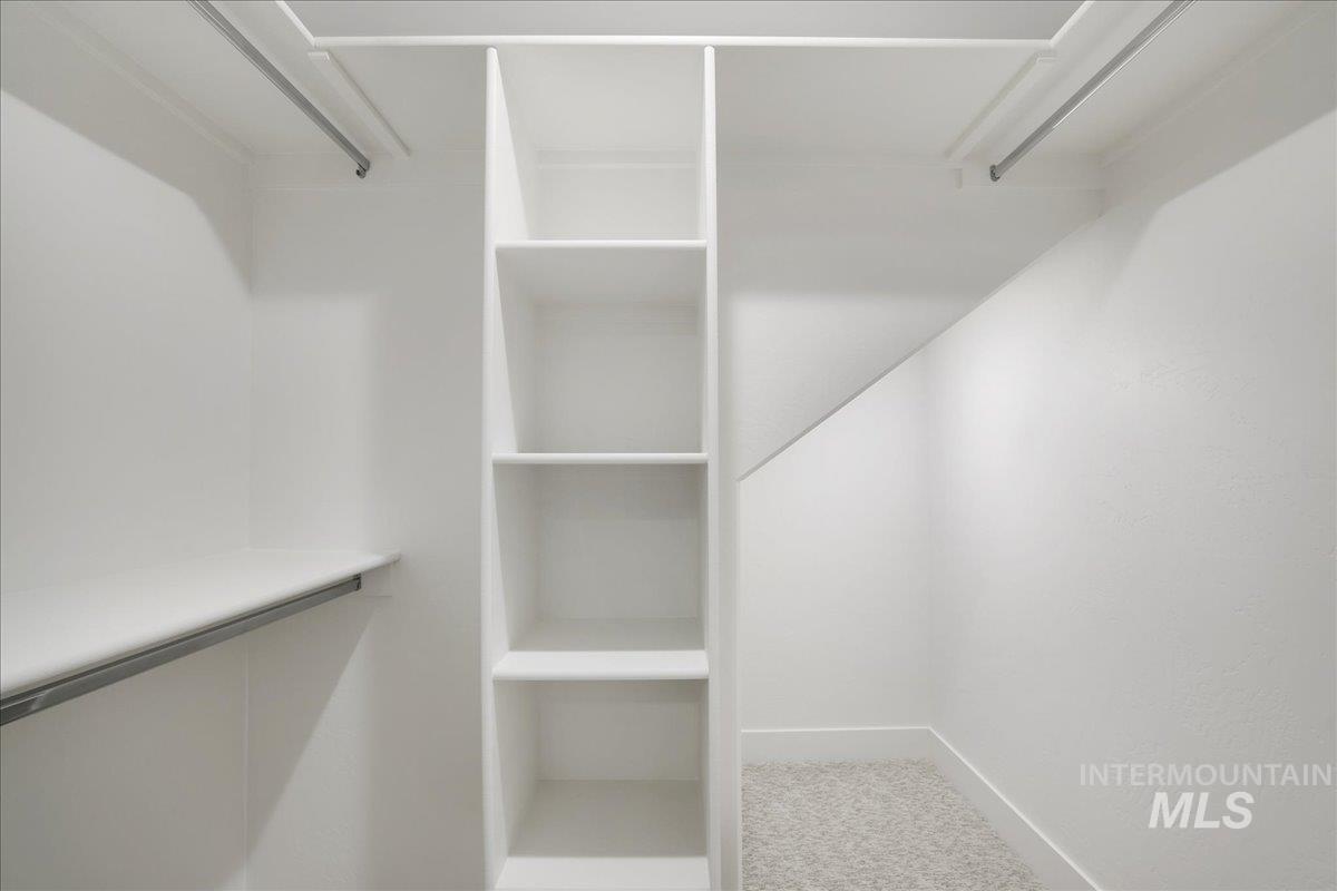 Spacious closet with carpet floors