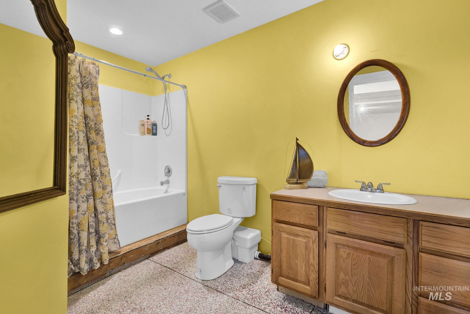 Full bath adjacent the Rec Room with shower and large vanity