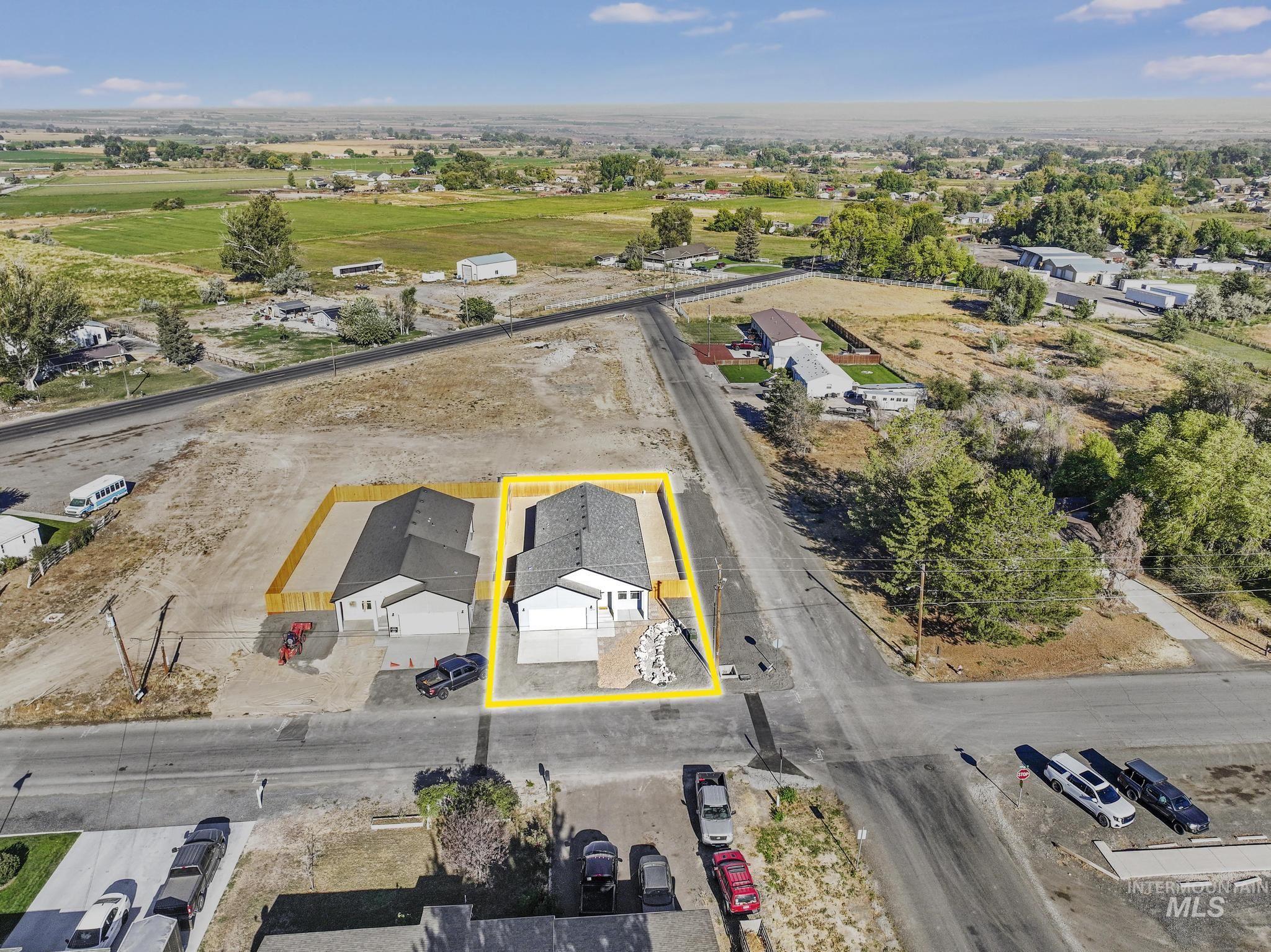 Aerial view of property's location featuring property parcel outlined