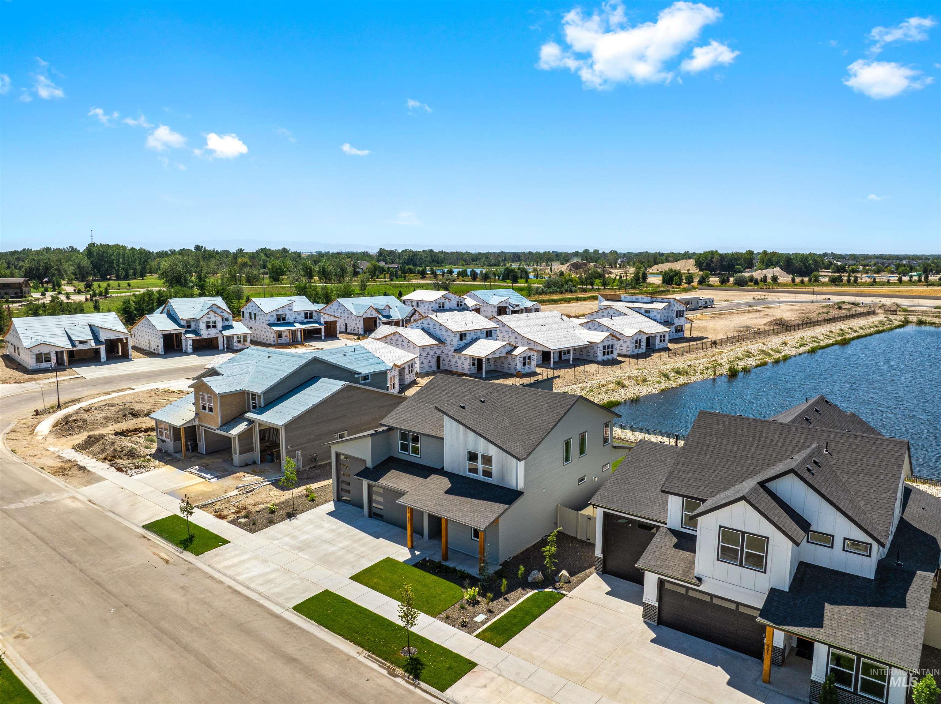 Aerial perspective of suburban area
