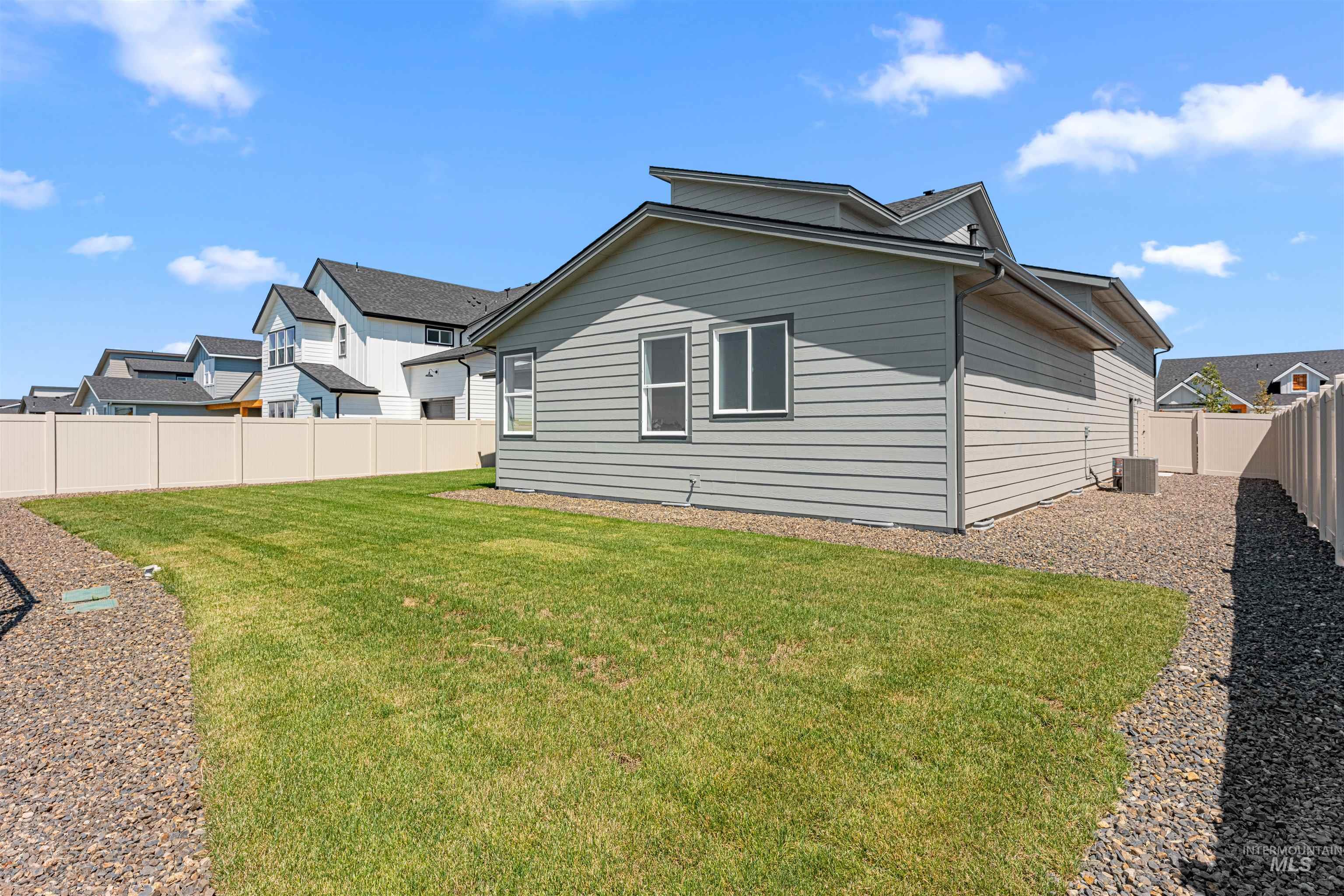 Back of house with a fenced backyard and a residential view