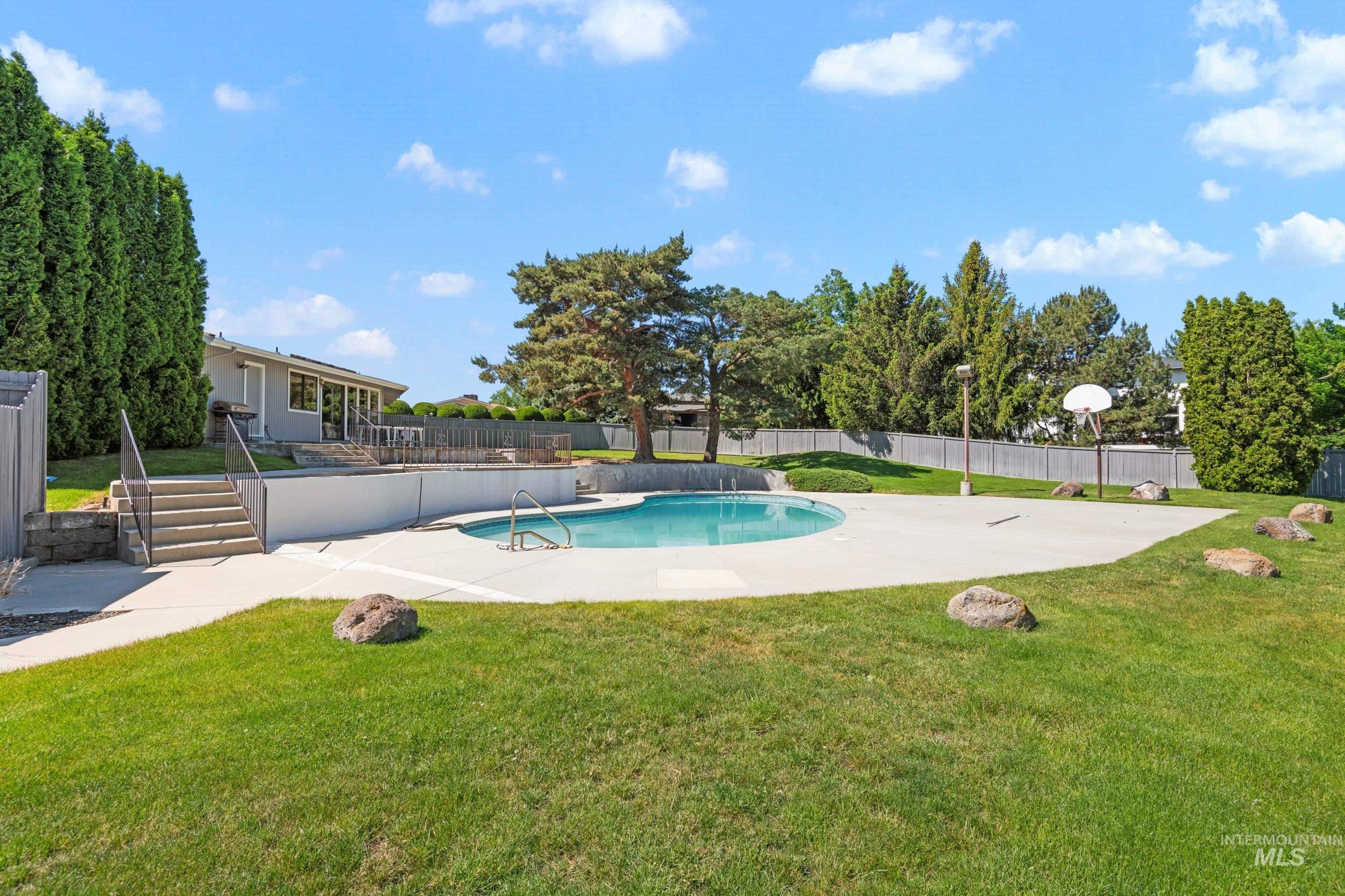 View of swimming pool featuring a patio and a fenced backyard