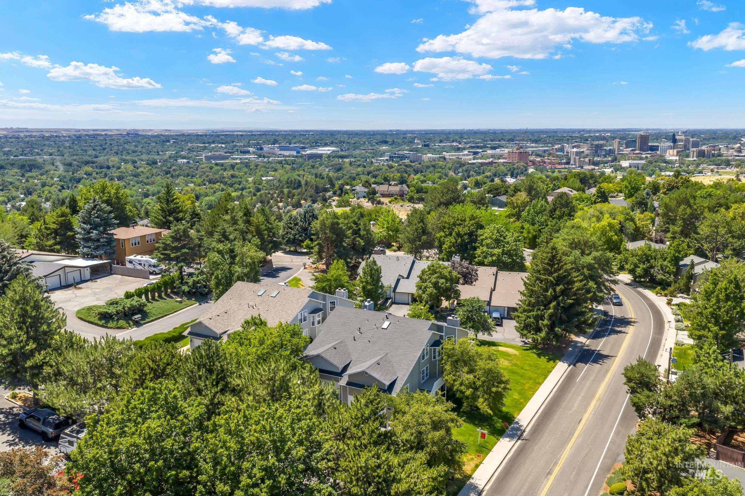 Aerial perspective of suburban area
