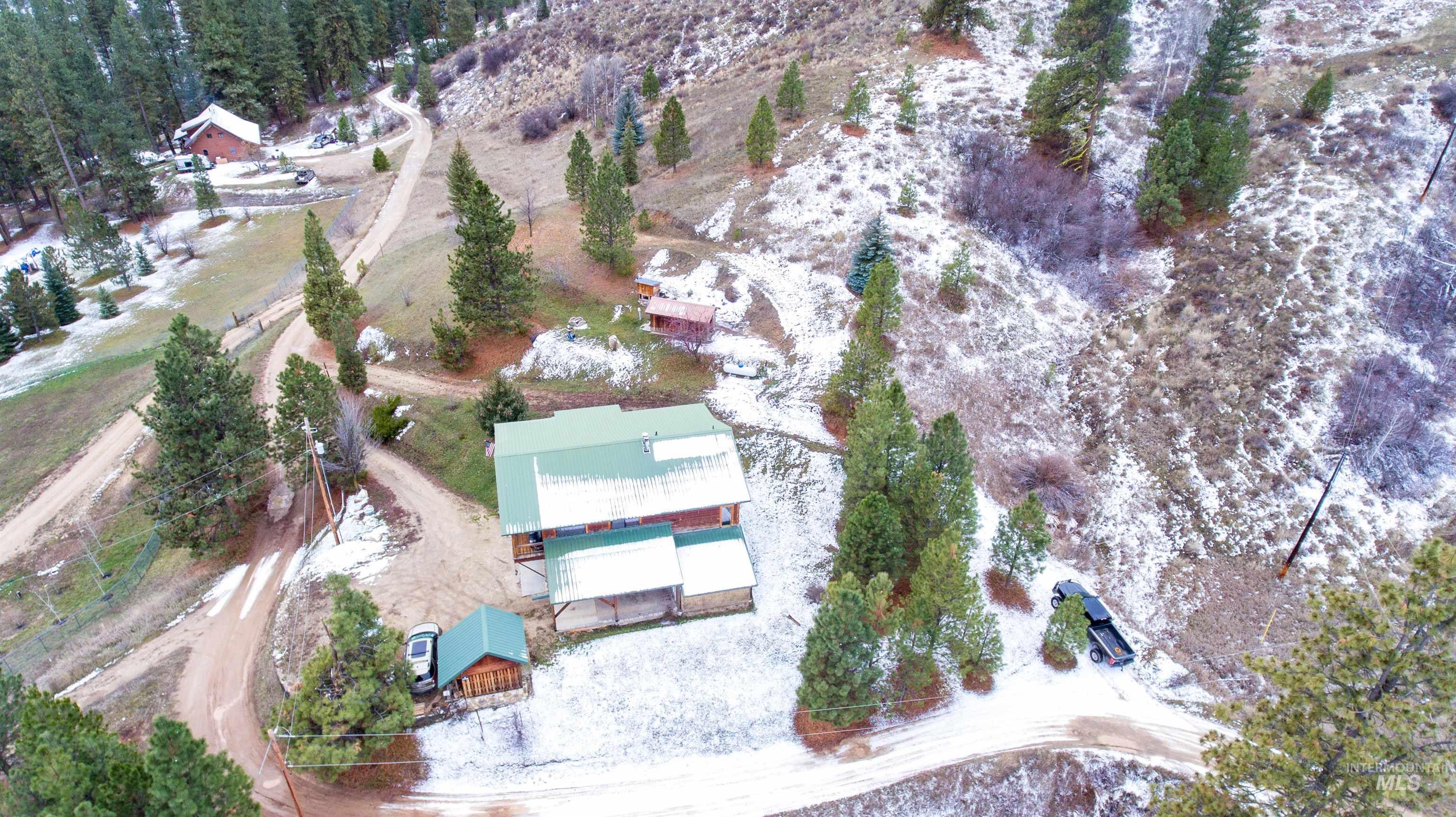 Aerial overview of property's location featuring rural landscape