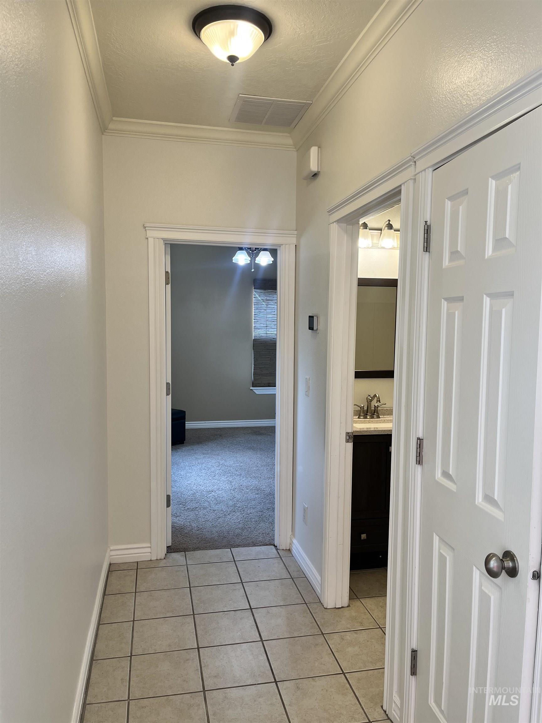 Crown molding through out the main level of the home.