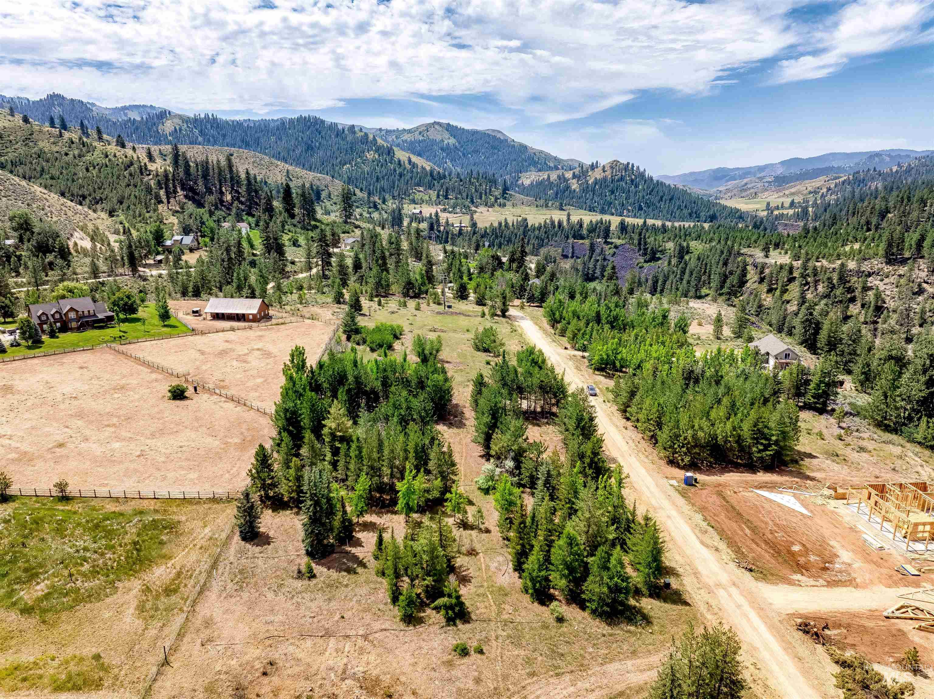 Drone / aerial view of a mountain backdrop