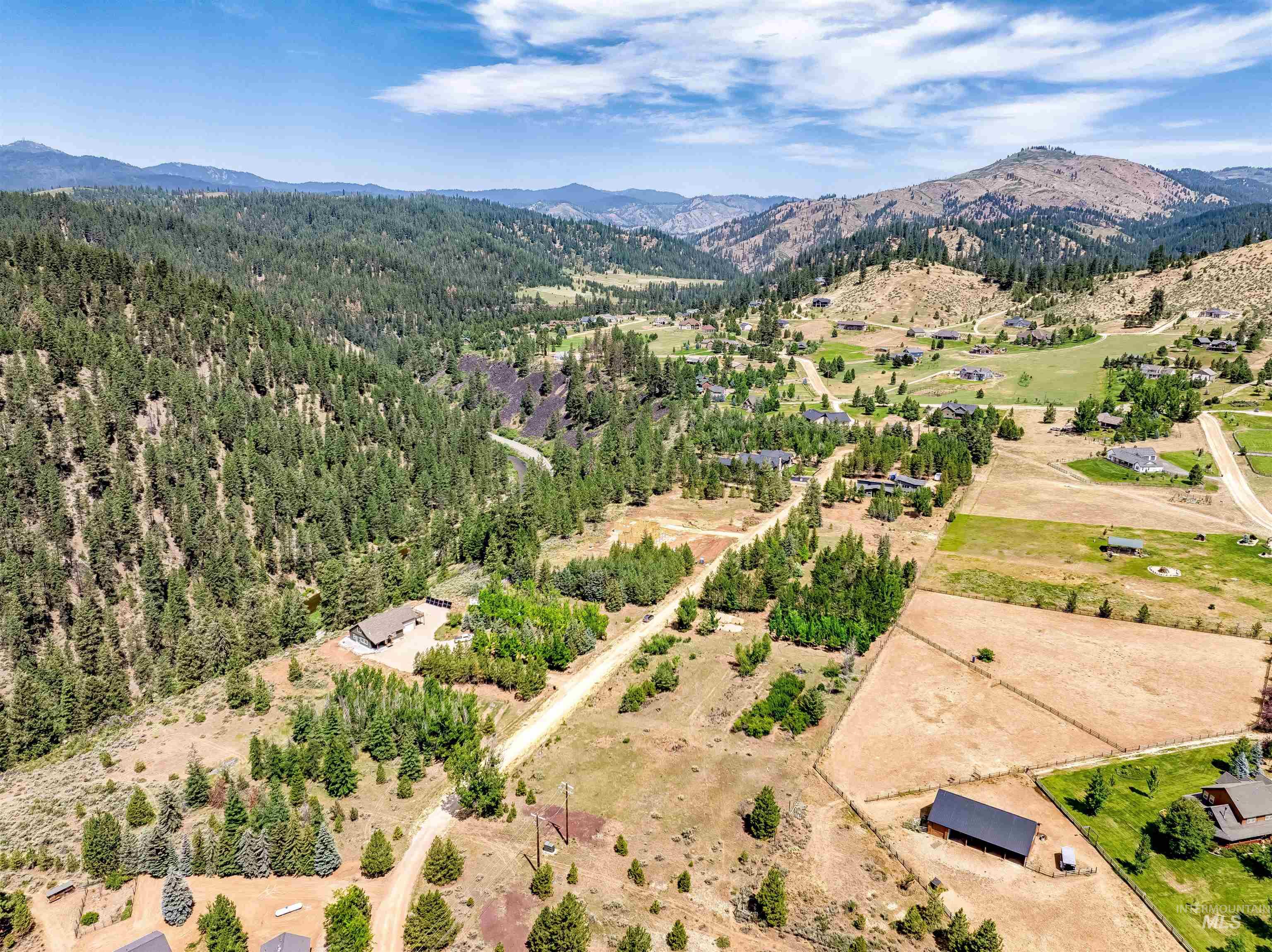 Drone / aerial view of a mountainous background