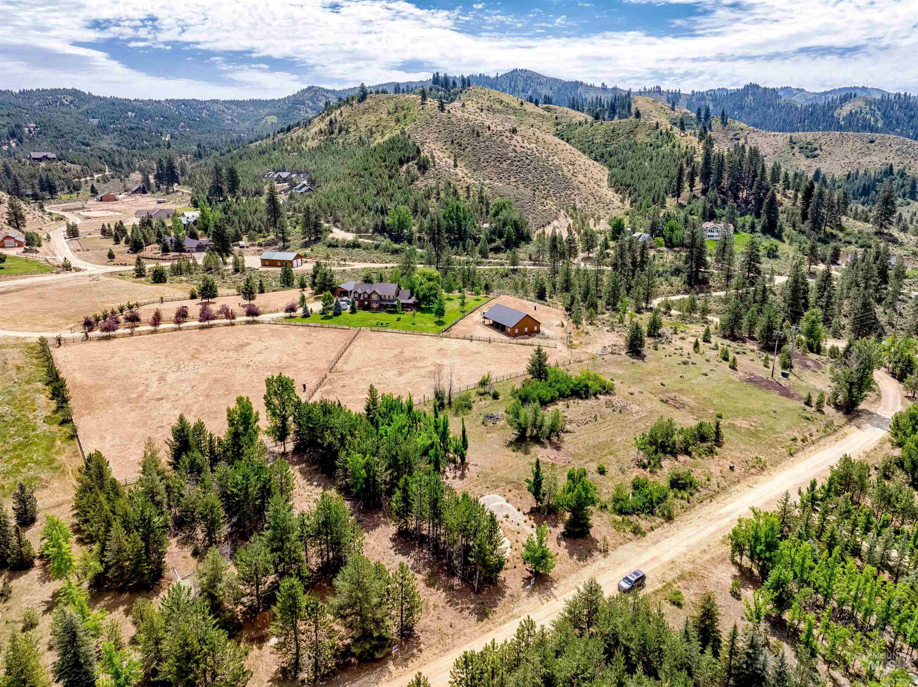 Drone / aerial view of a mountain backdrop