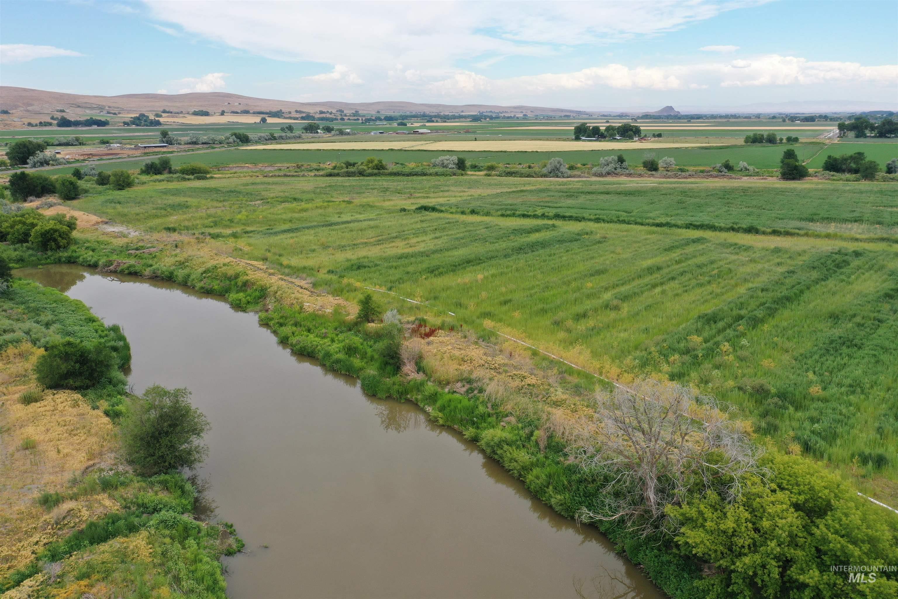Overview of rural landscape with a large body of water
