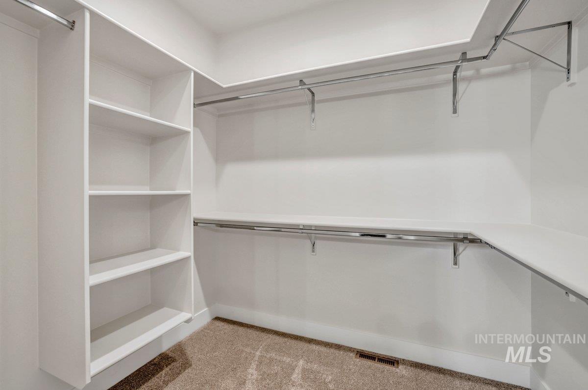 Spacious closet with carpet floors