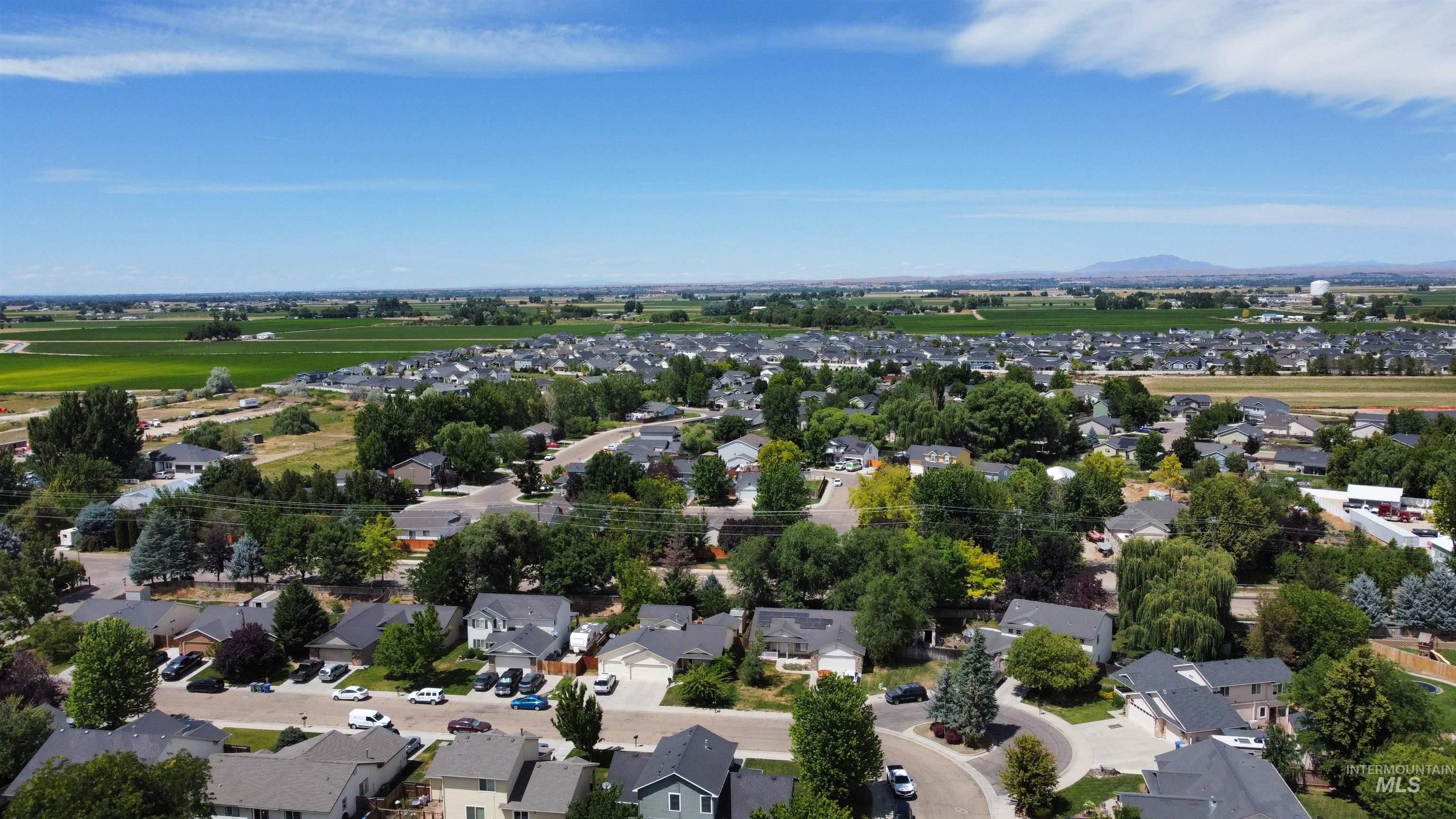 Aerial view of residential area