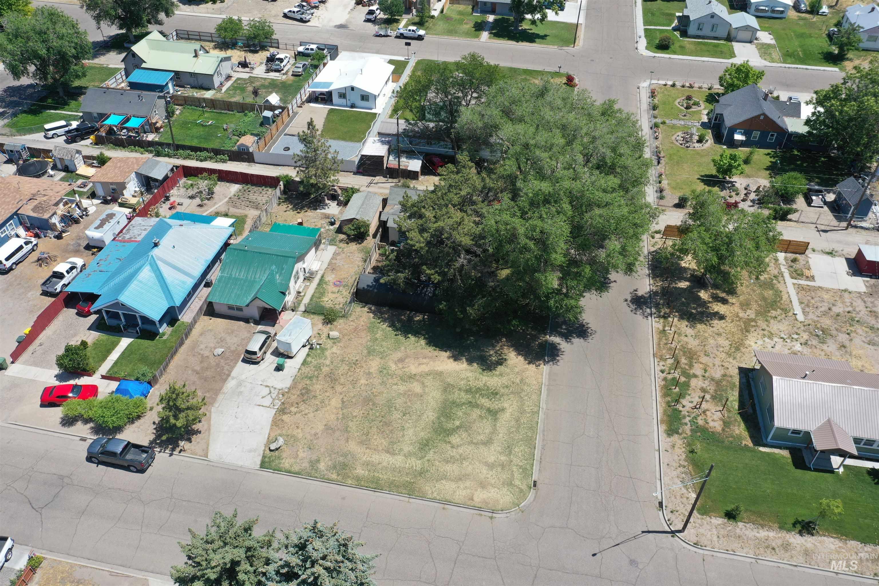 Aerial perspective of suburban area