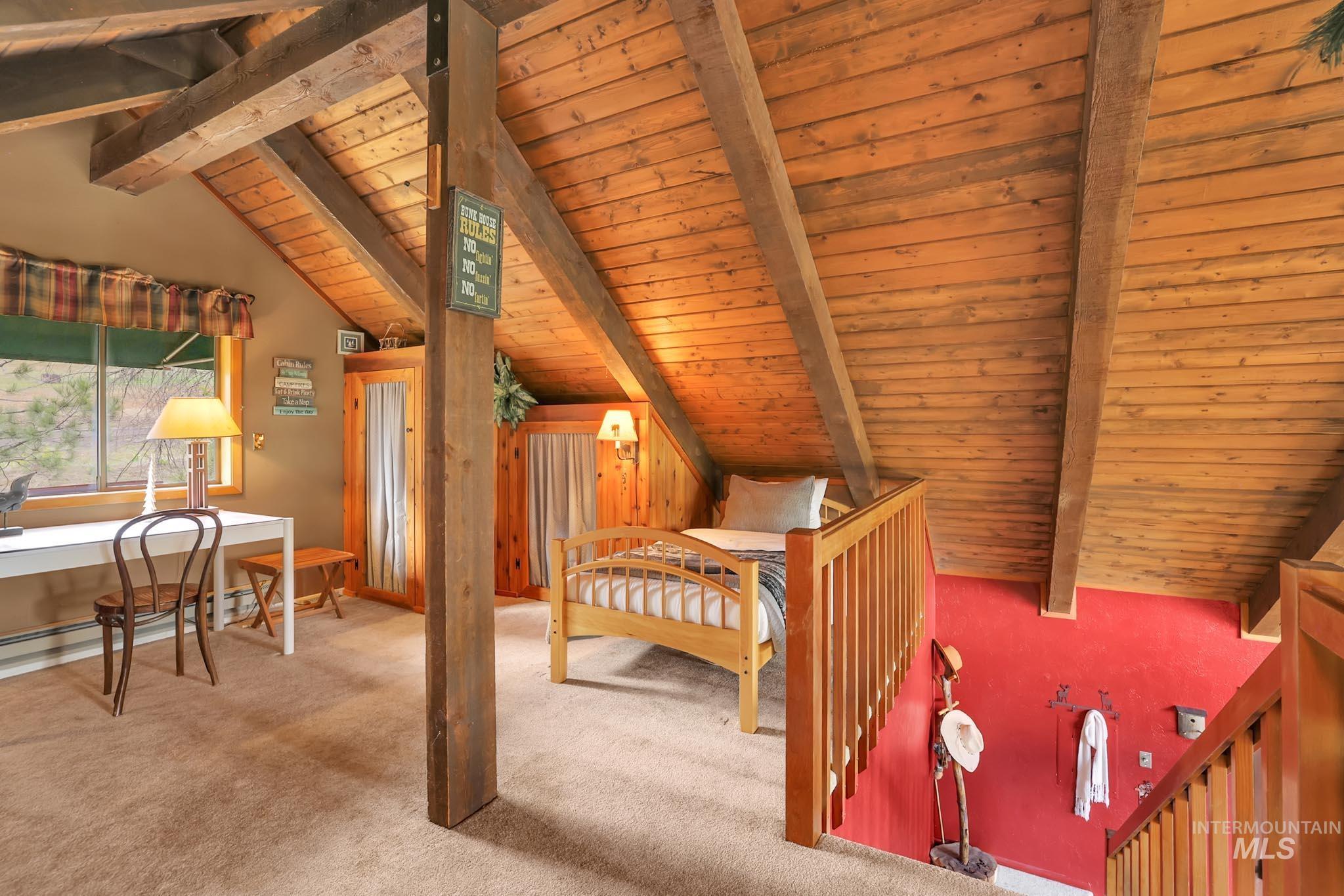 Loft with 2 closets, 2 twin beds, and 1 pull out couch.