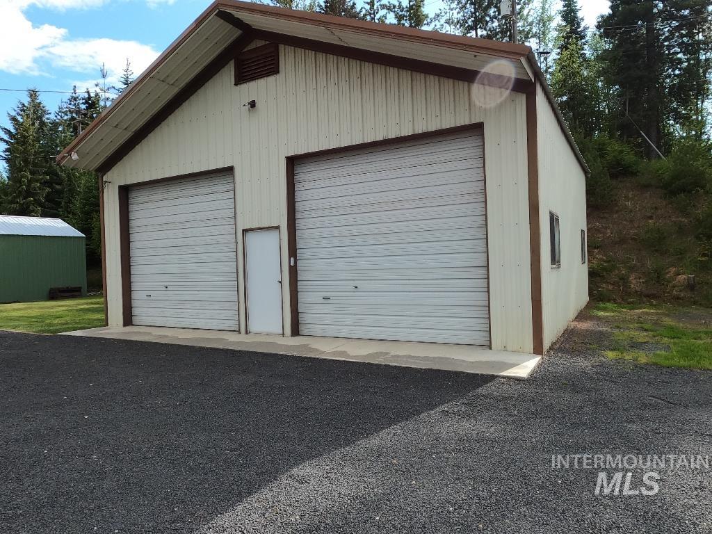 View of detached garage