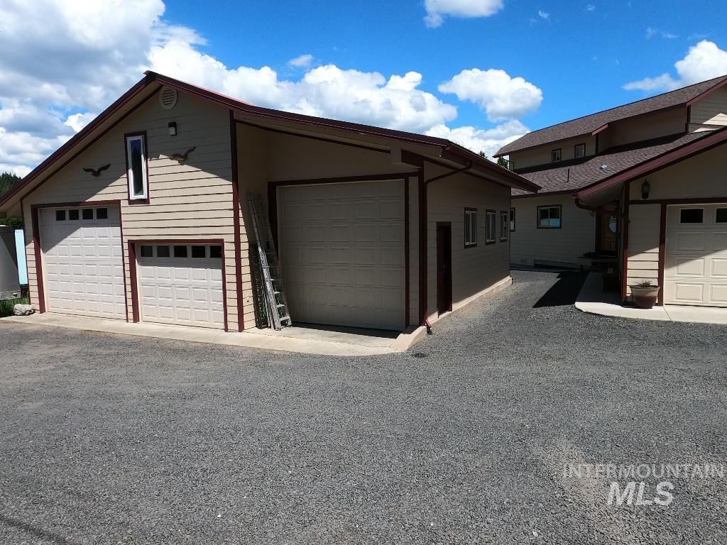 View of detached garage