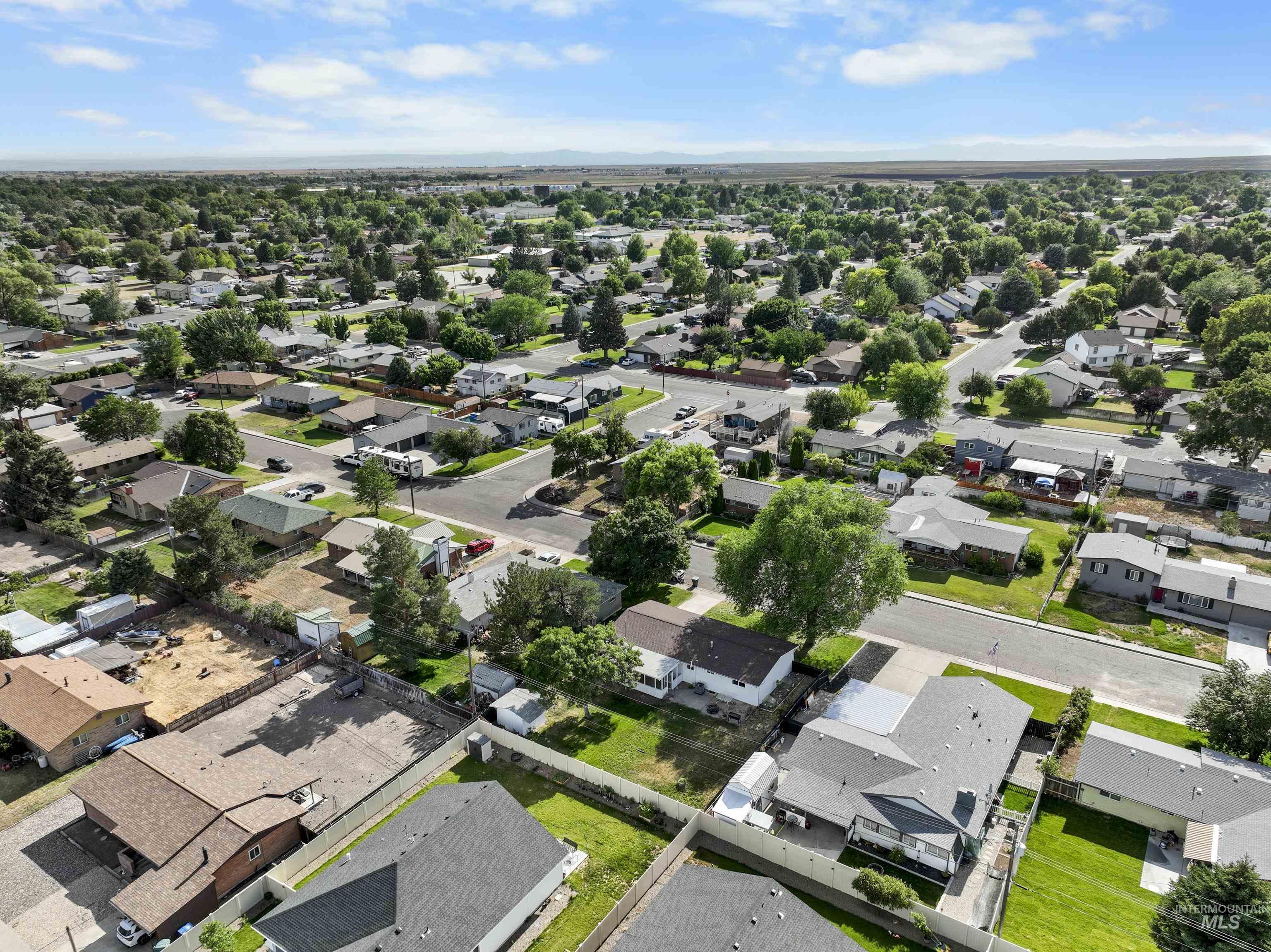 Aerial perspective of suburban area