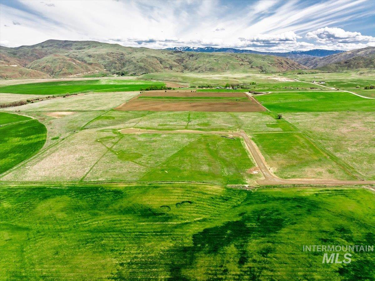 Overview of rural landscape with mountains