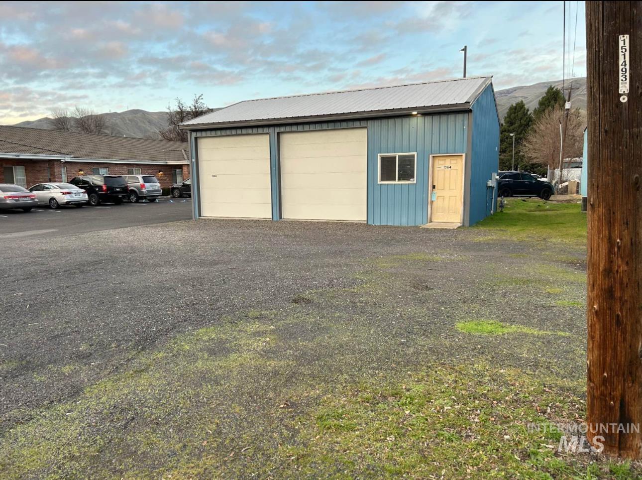 View of detached garage