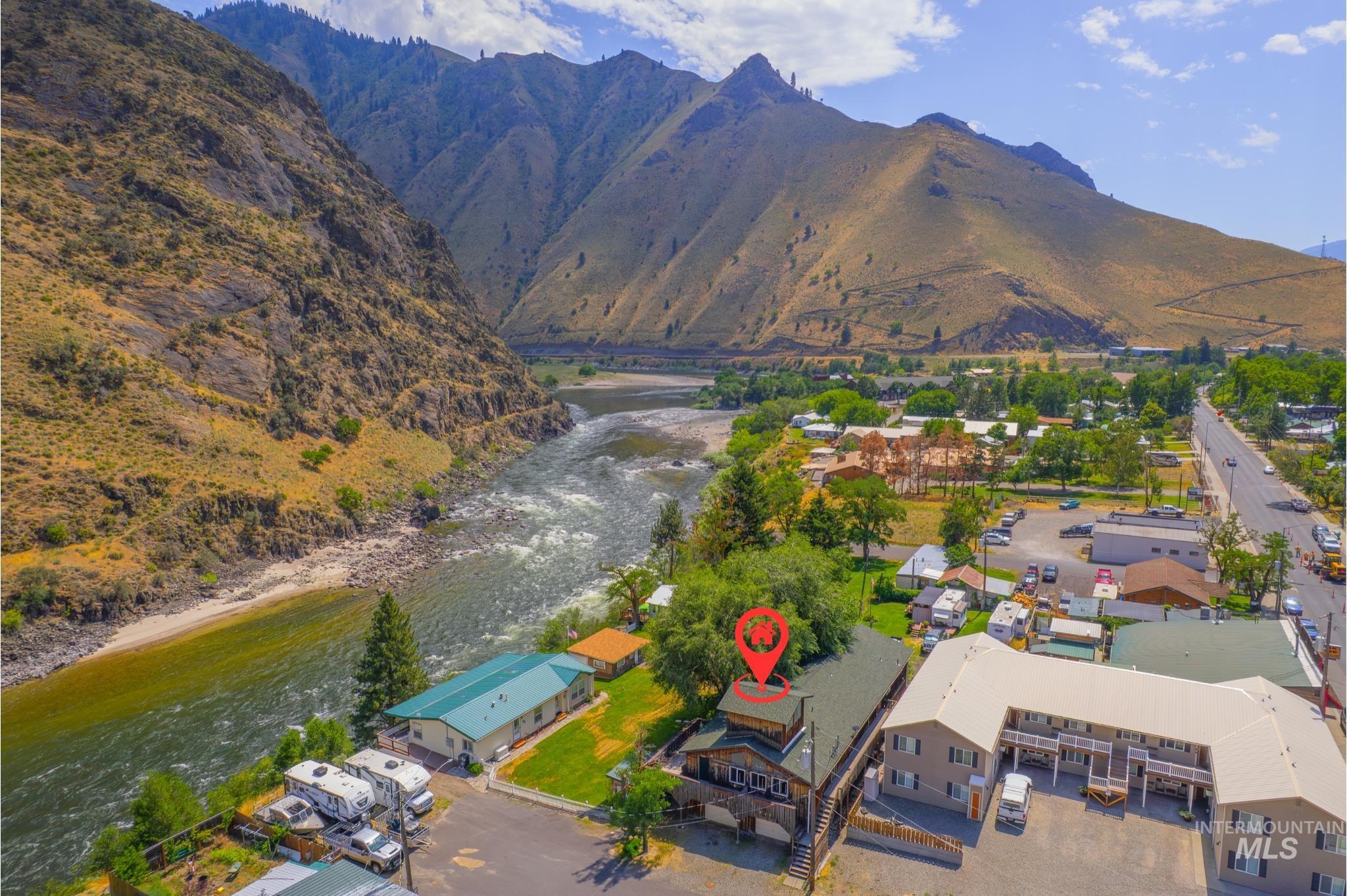 Drone / aerial view of a water and mountain view