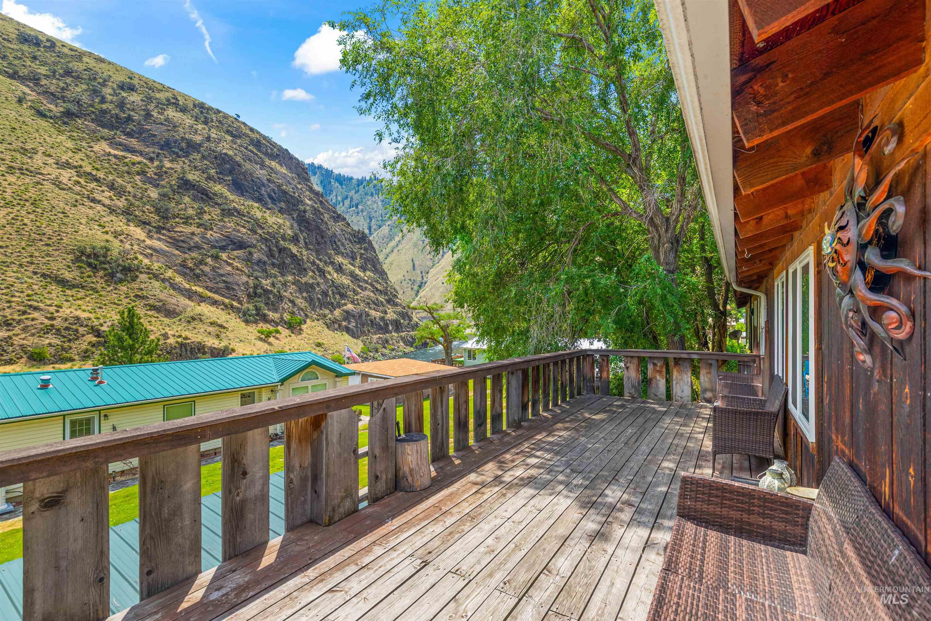 Wooden terrace with a mountain view