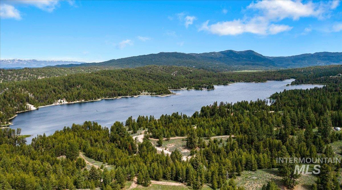 View of mountain background featuring a large body of water