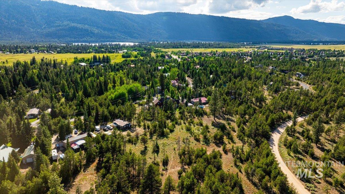 Aerial view of a mountainous background