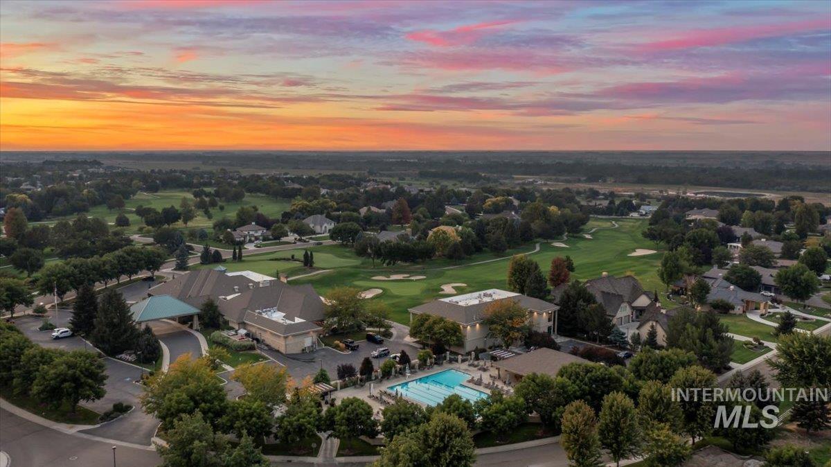 Bird's eye view of a local golf course and a pool