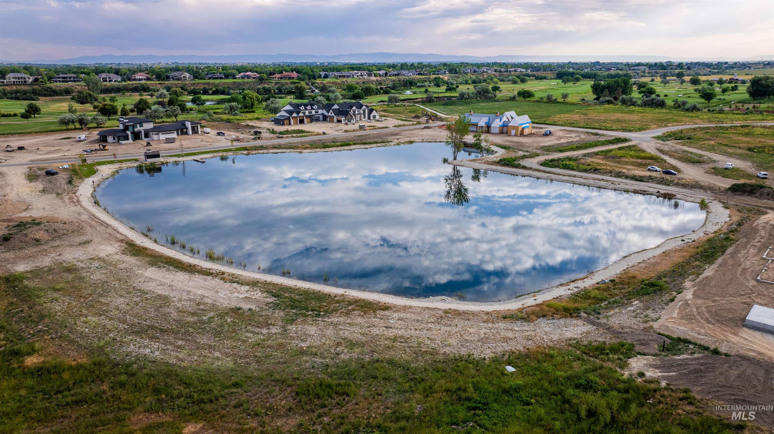 Aerial view of a nearby body of water