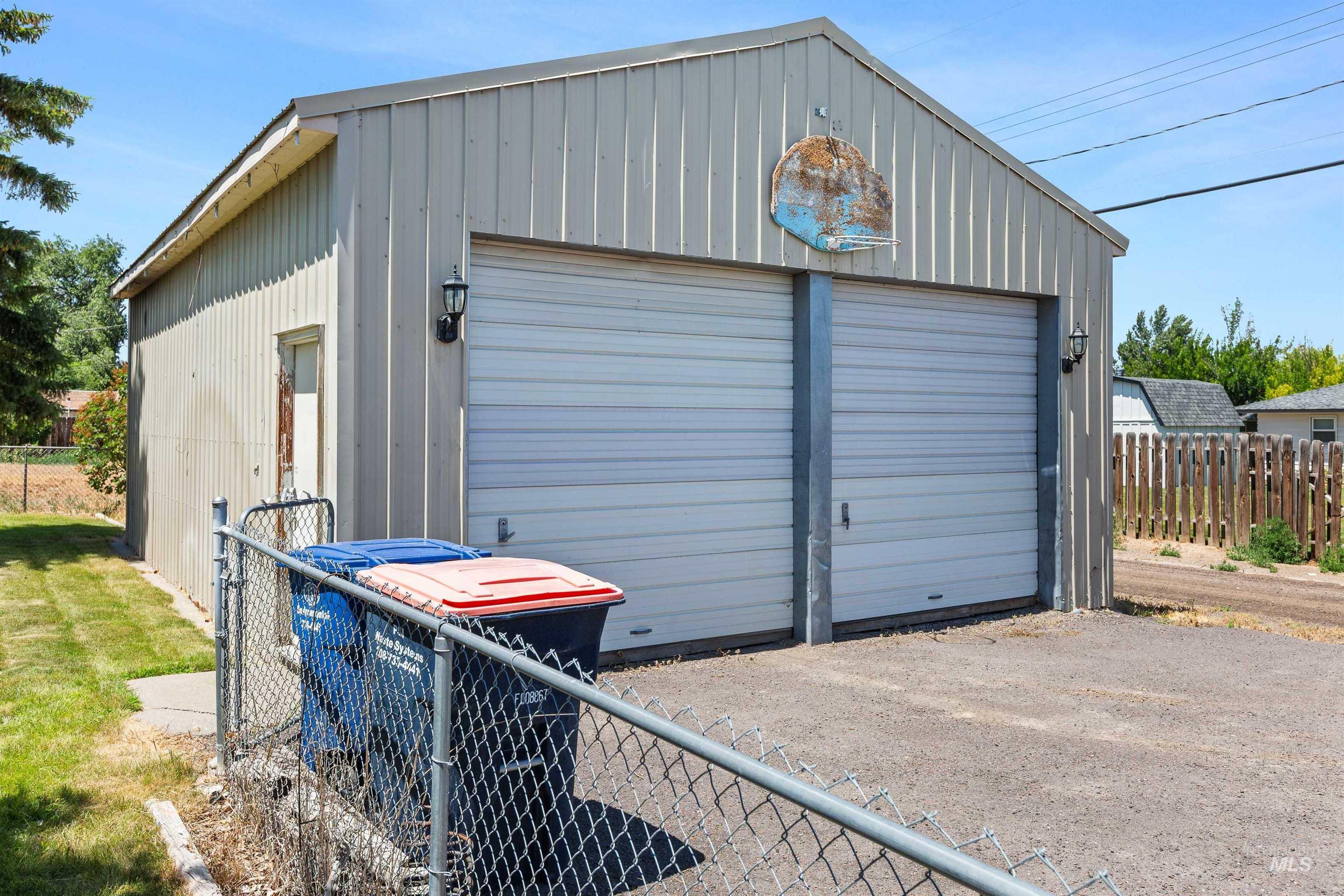 View of detached garage