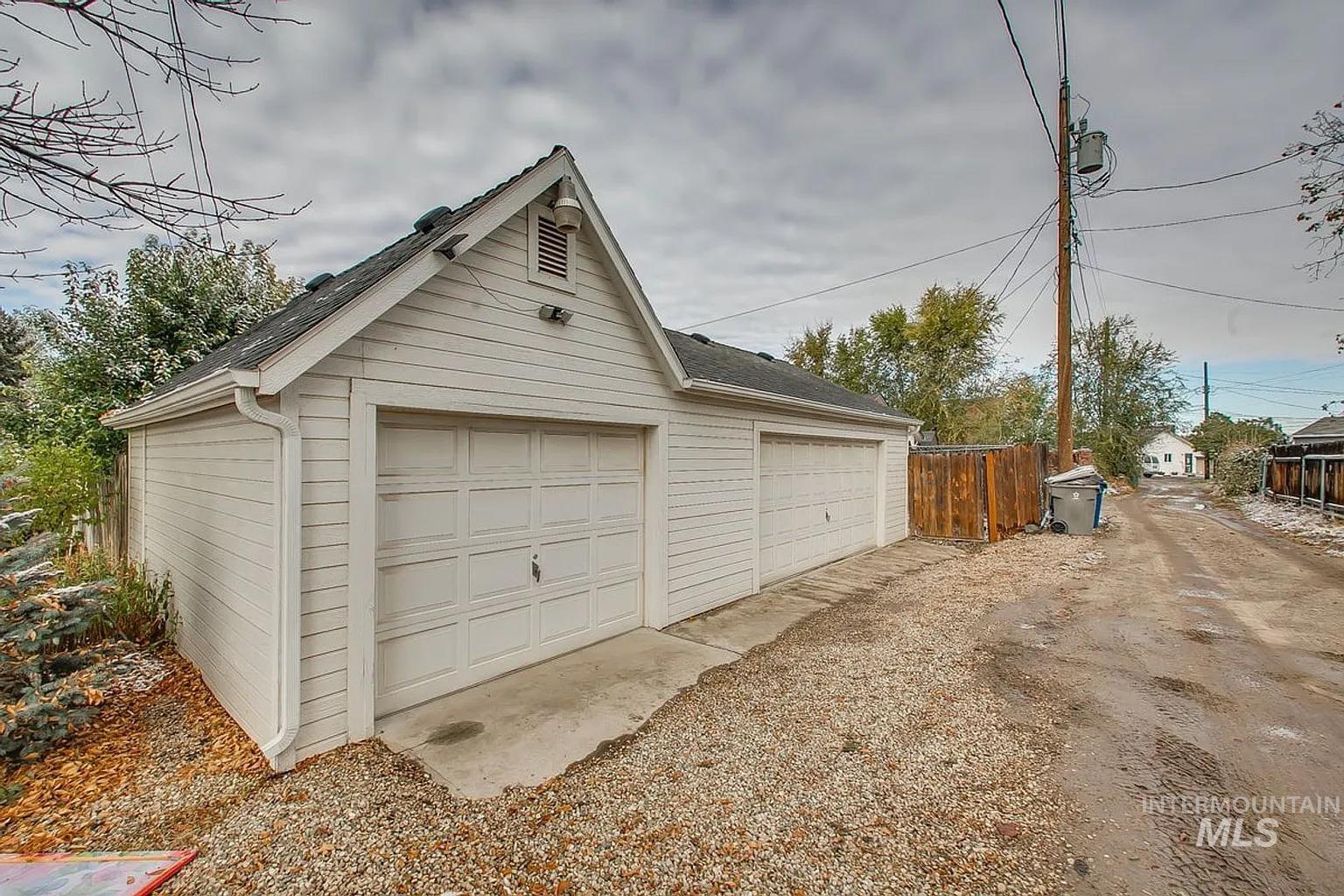 View of detached garage
