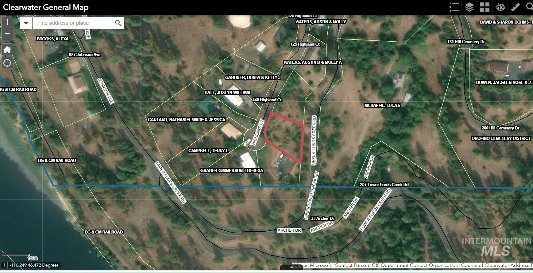Map of property location with property boundaries highlighted in red.