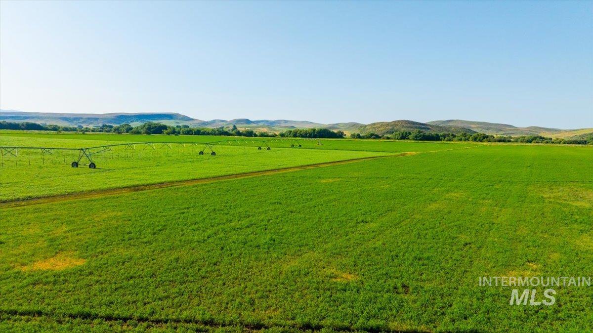 View of property's community with a rural view, a mountain view, and a yard