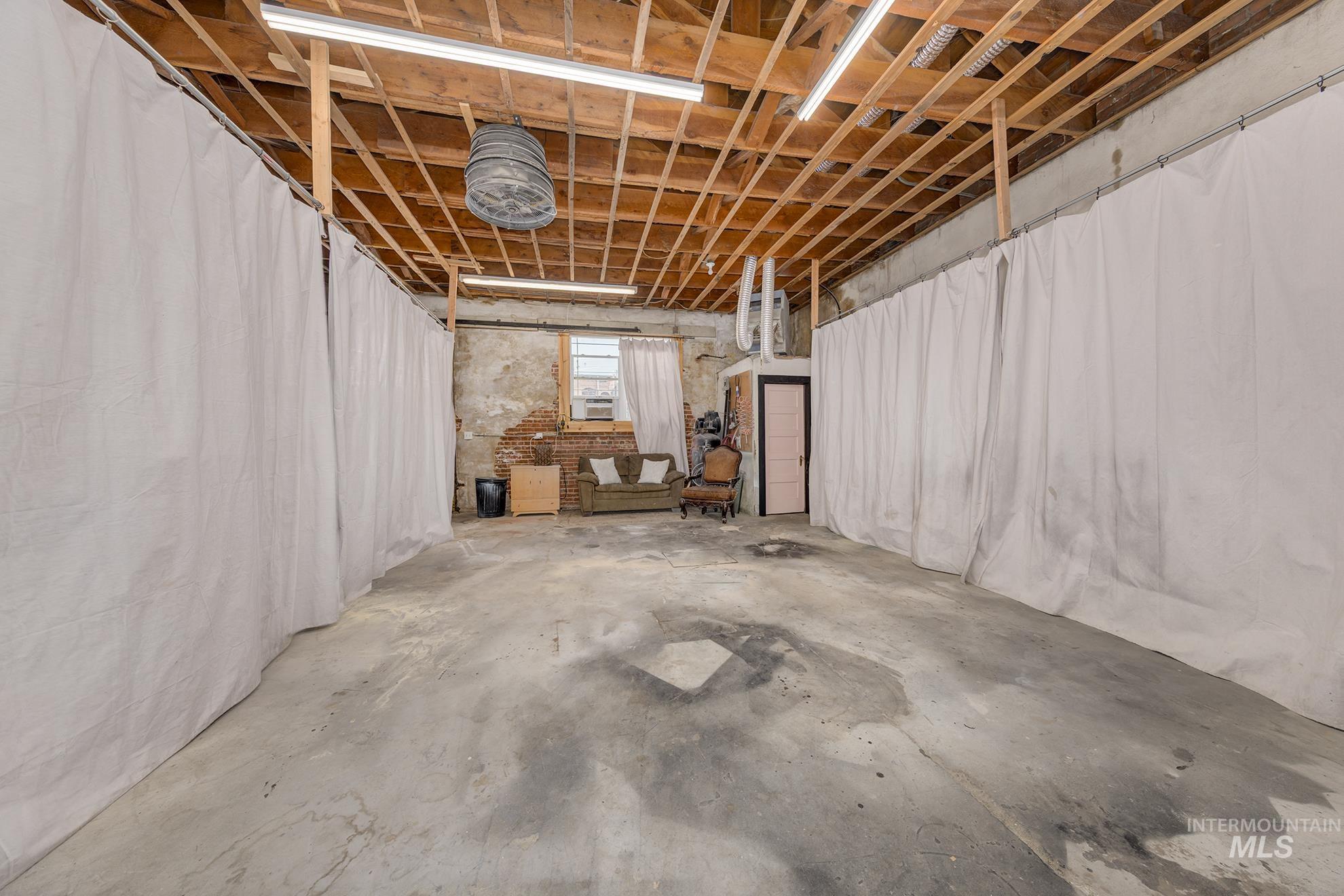 Basement featuring a garage