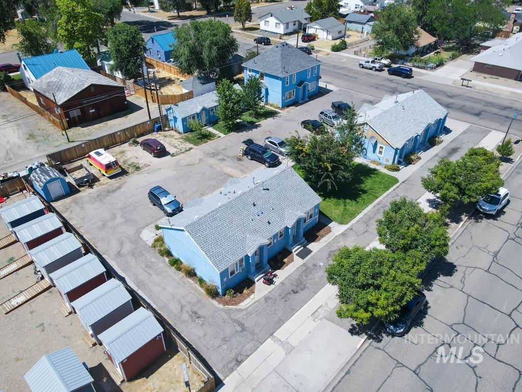 Aerial perspective of suburban area