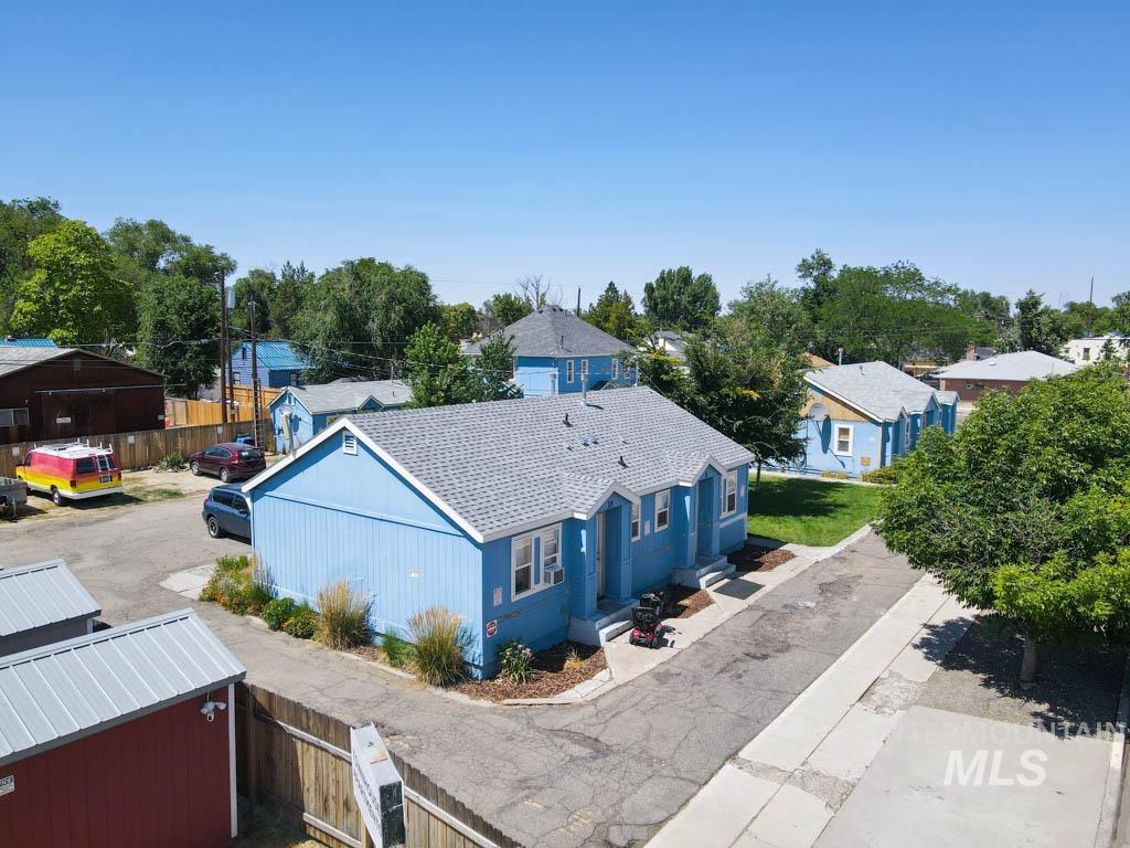 Aerial perspective of suburban area